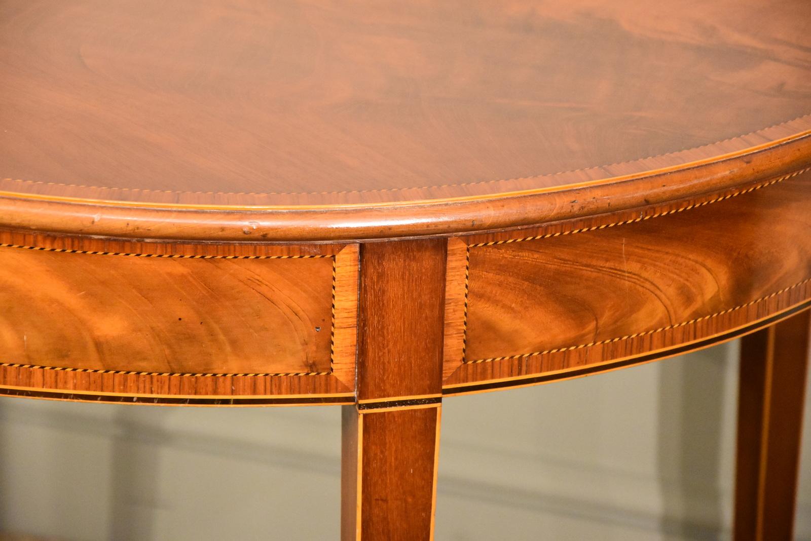 18th Century and Earlier Superb George III Inlaid Demilune Card Table