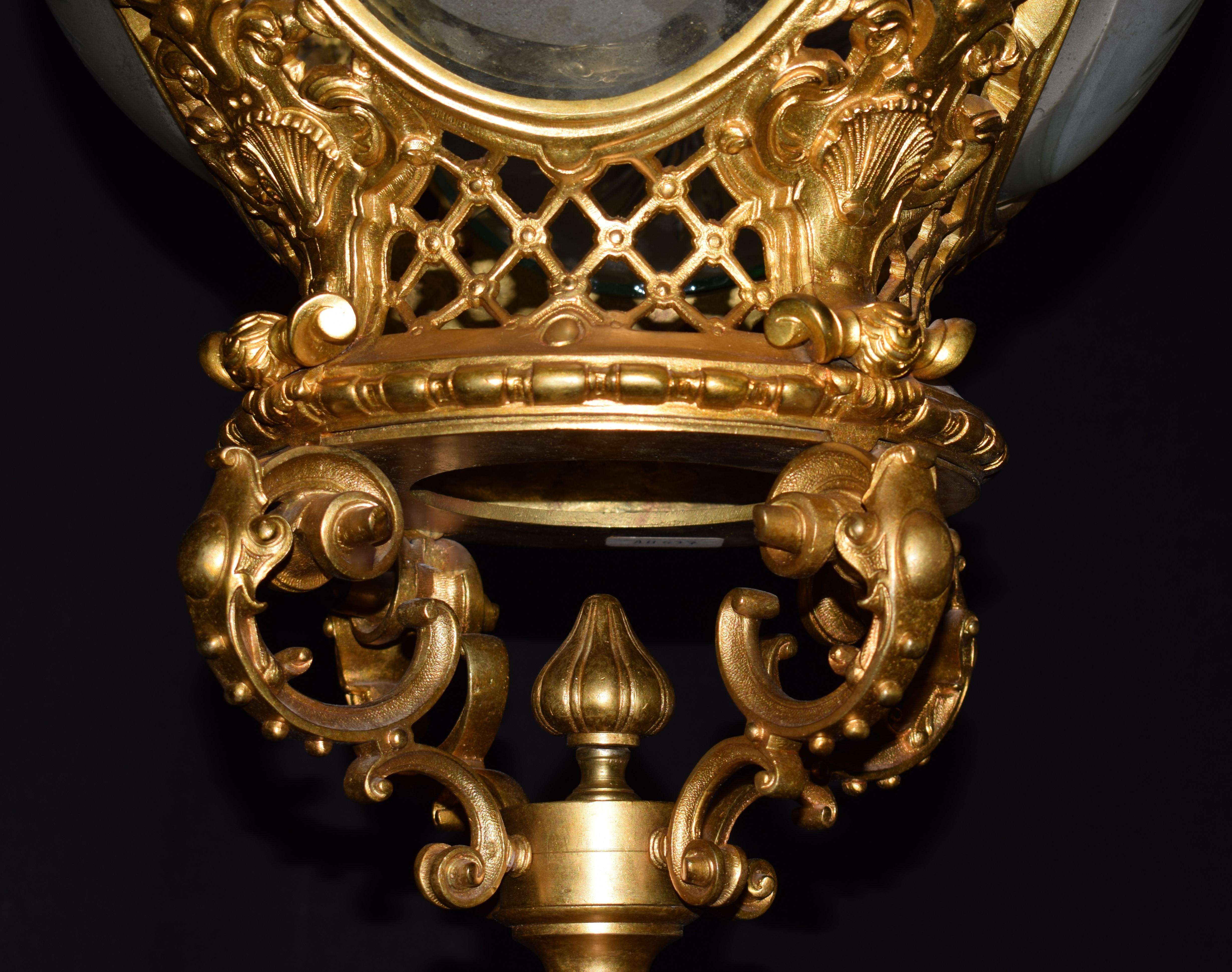 Superb Gilt Bronze and Crystal Lantern, France, circa 1900 For Sale 11