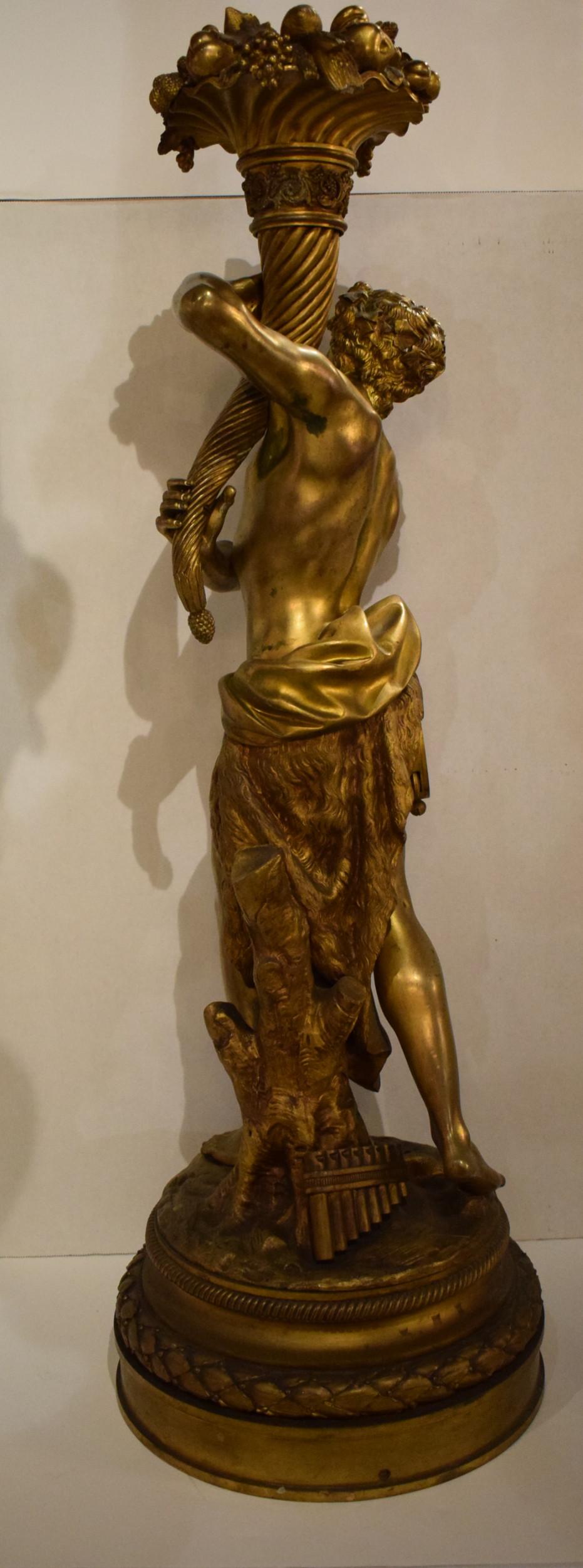 Superb Gilt Bronze Figural Lamp Base, signed Clodion, 1775. France For Sale 2
