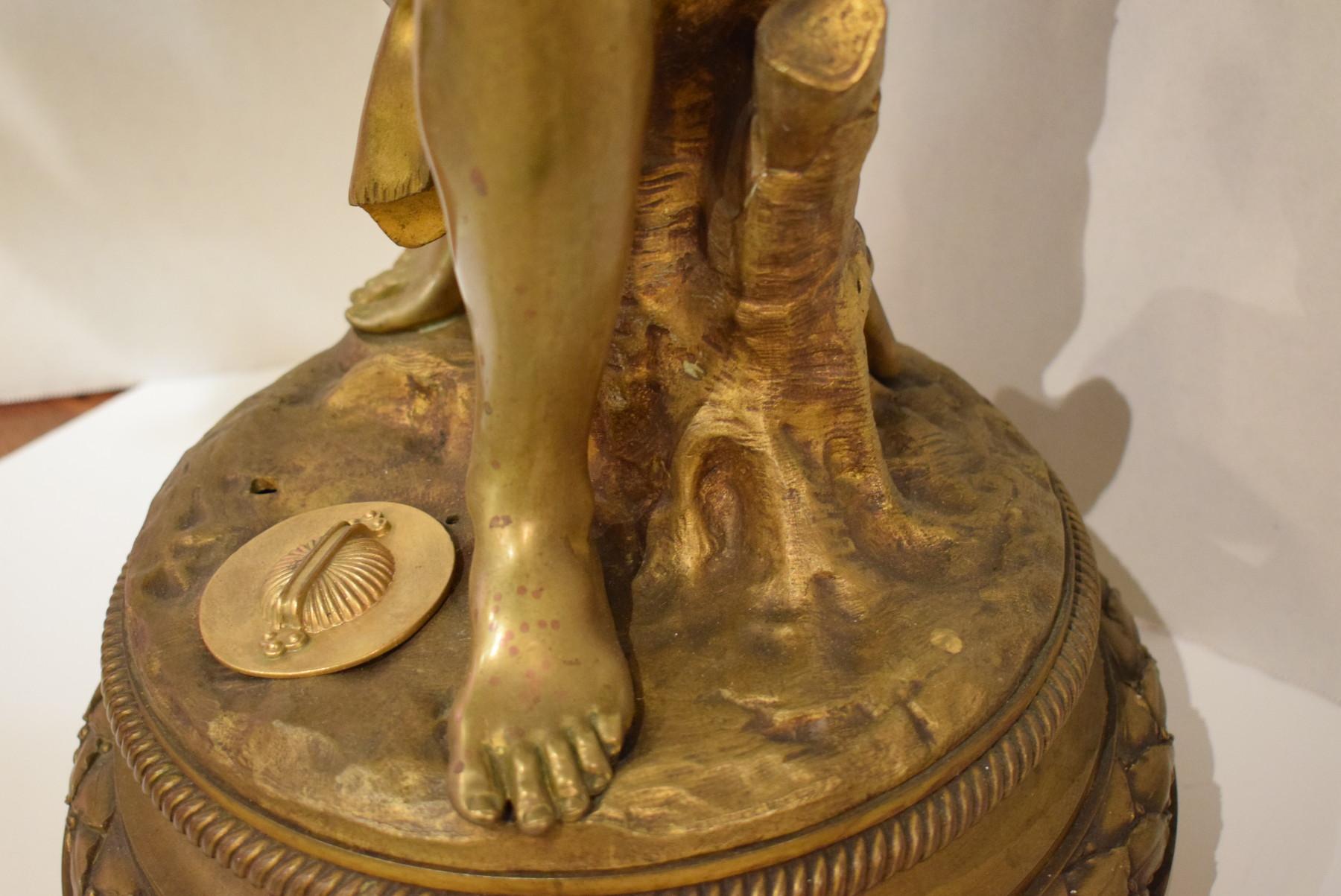 Superb Gilt Bronze Figural Lamp Base, signed Clodion, 1775. France For Sale 3