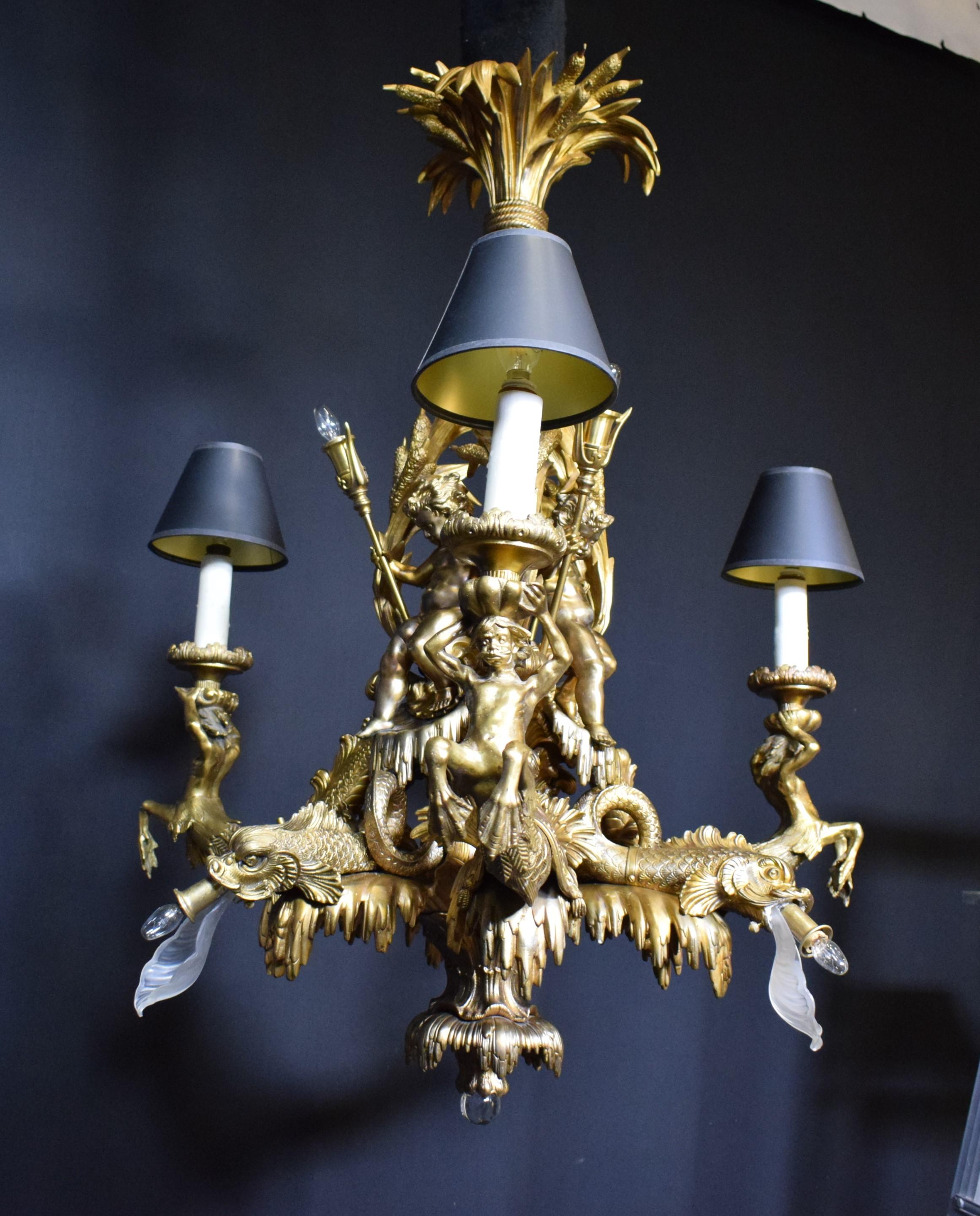 A Superb Gilt Bronze Rocailli Chandelier For Sale 10