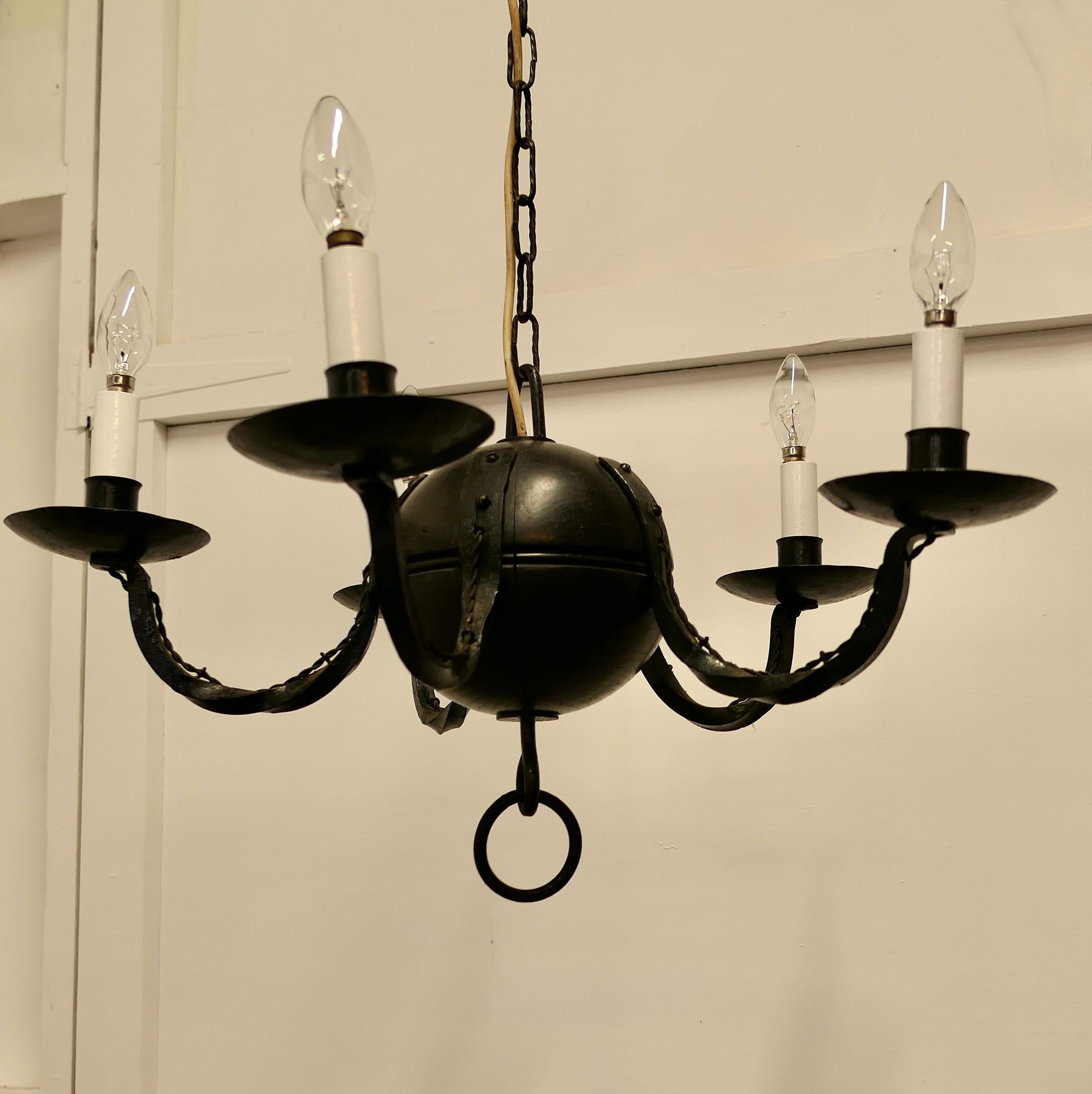 A Superb Gothic Iron and Wood Chandelier    In Good Condition For Sale In Chillerton, Isle of Wight