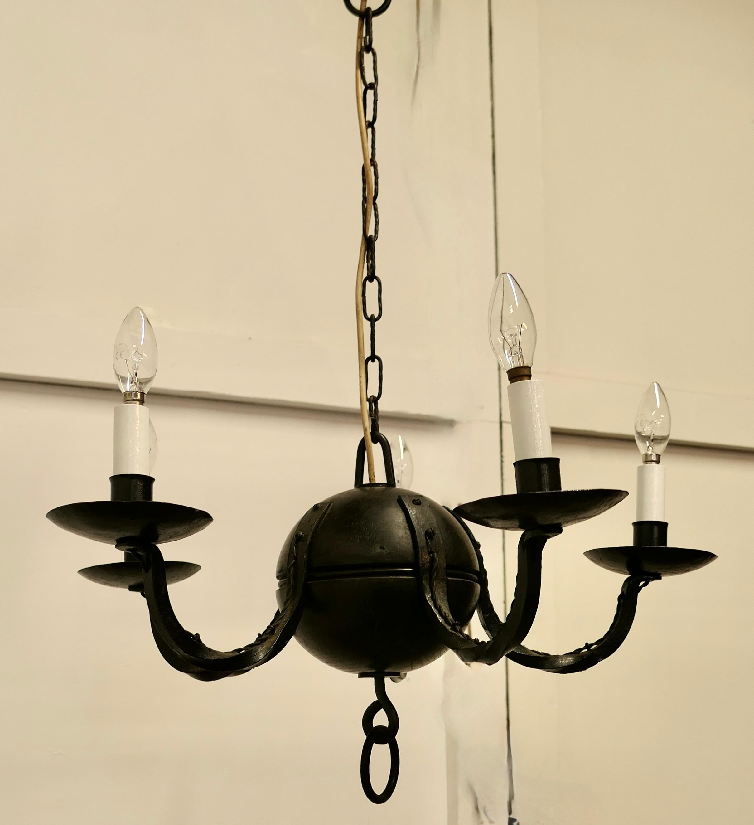 Early 20th Century A Superb Gothic Iron and Wood Chandelier    For Sale