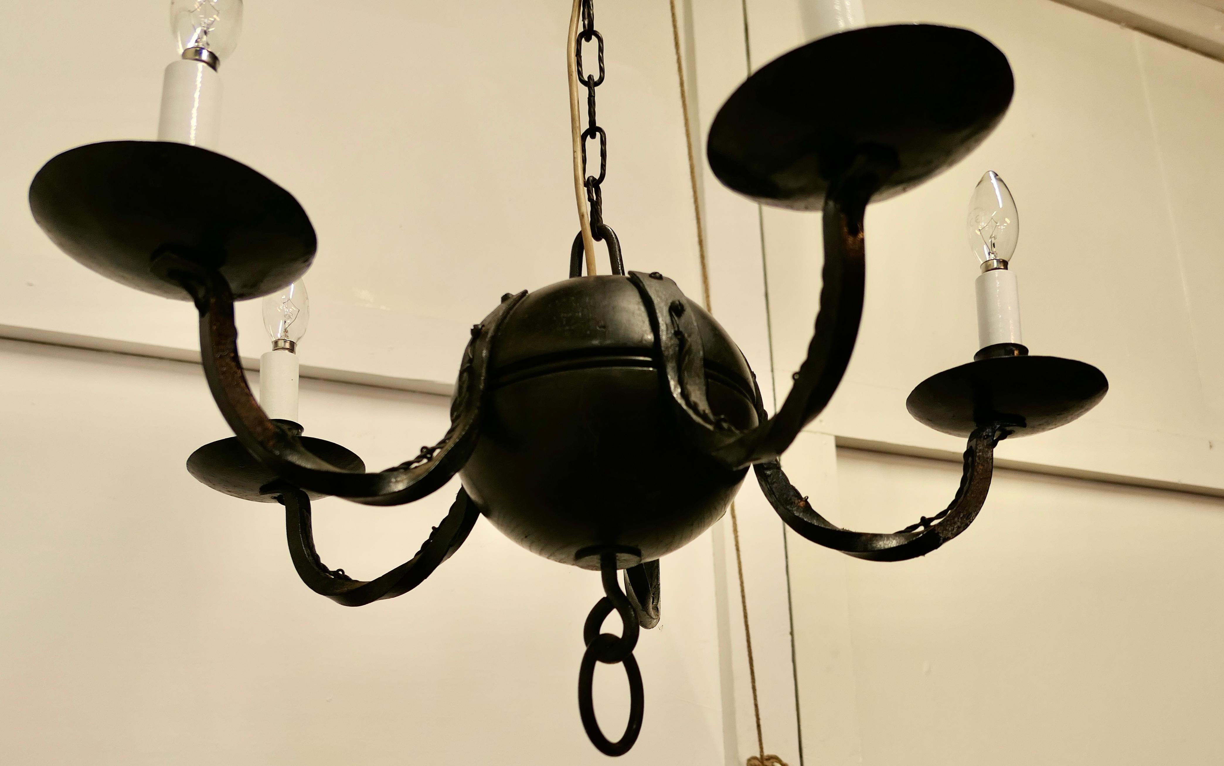 A Superb Gothic Iron and Wood Chandelier    For Sale 1