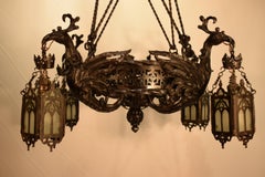 Superb Iron Chandelier, France, circa 1920