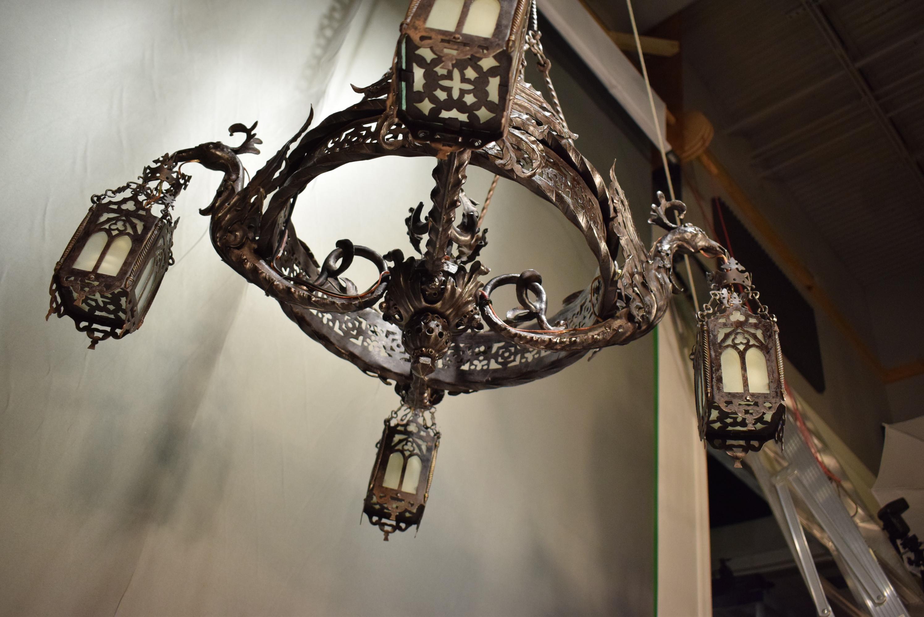 Early 20th Century Superb Iron Chandelier, France, circa 1920 For Sale