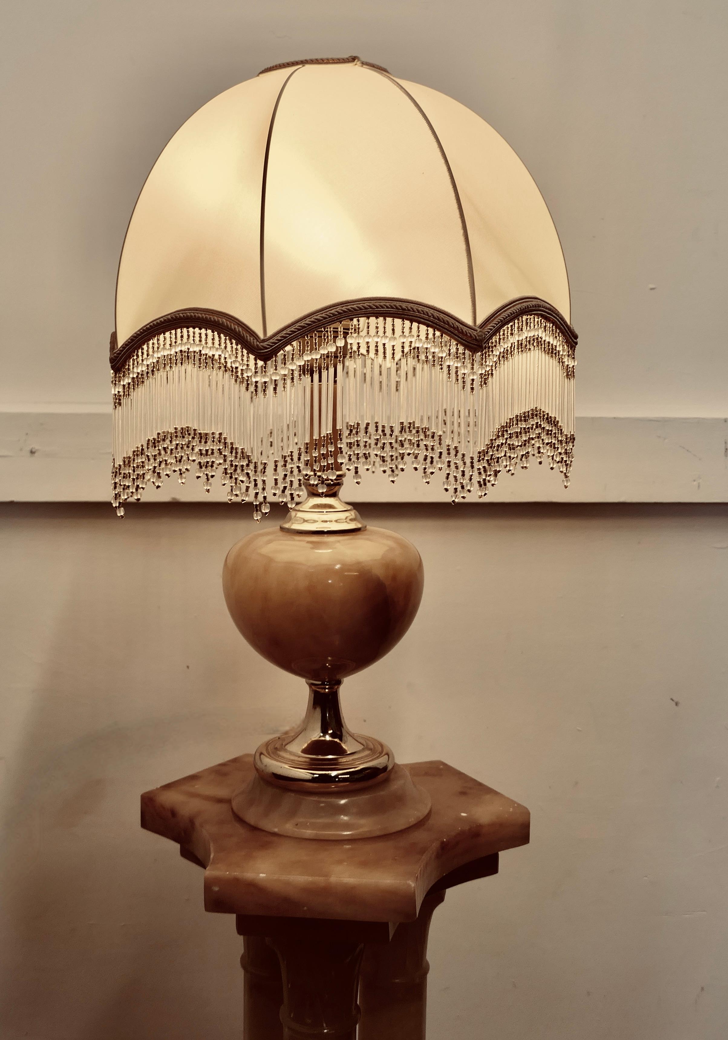 Beaux Arts A Superb Italian Marble Column Lamp Set  A superb set in Honey coloured pallet  For Sale