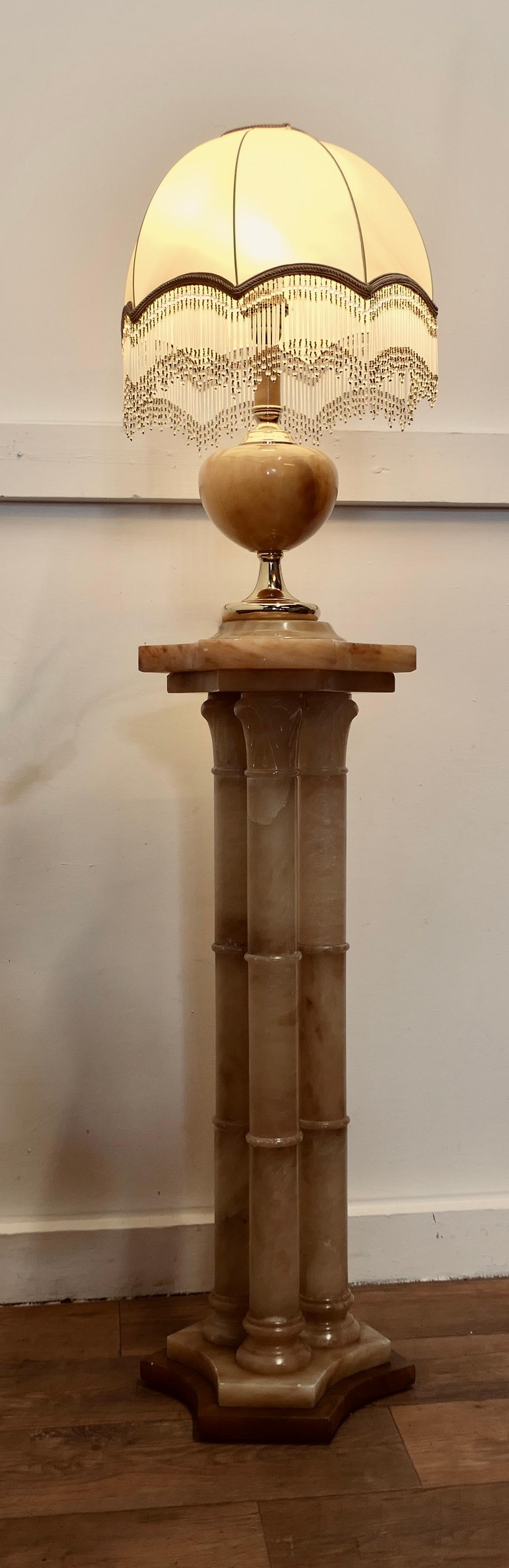 Mid-20th Century A Superb Italian Marble Column Lamp Set  A superb set in Honey coloured pallet  For Sale