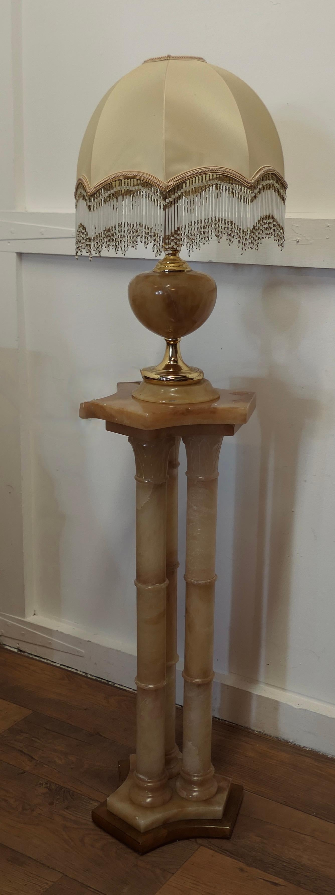 A Superb Italian Marble Column Lamp Set  A superb set in Honey coloured pallet  For Sale 1
