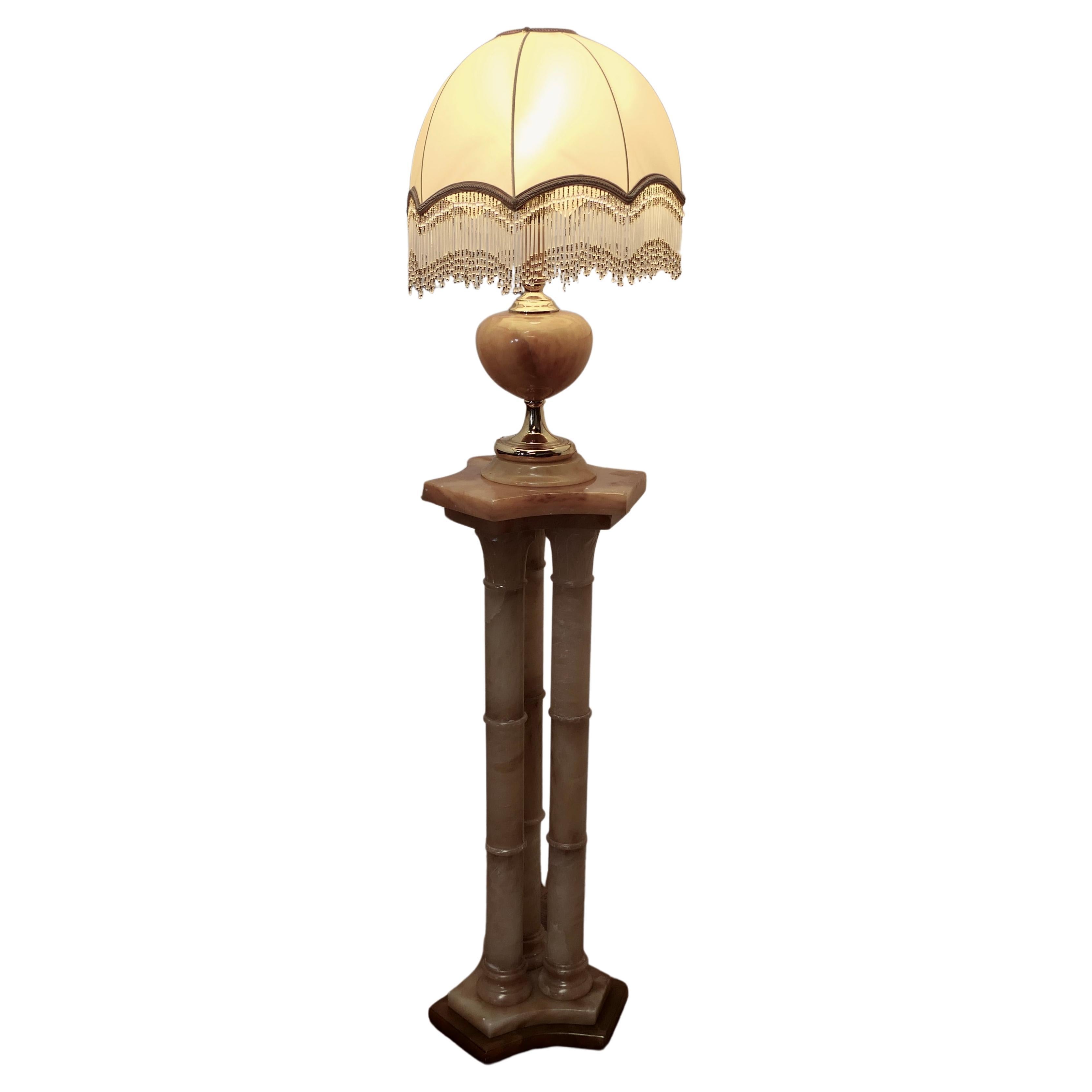 A Superb Italian Marble Column Lamp Set  A superb set in Honey coloured pallet  For Sale
