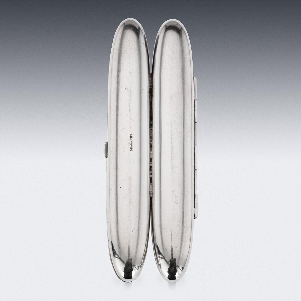 A Superb Japanese Solid Silver Twin Cigar Case, c.1930 In Good Condition In Royal Tunbridge Wells, Kent