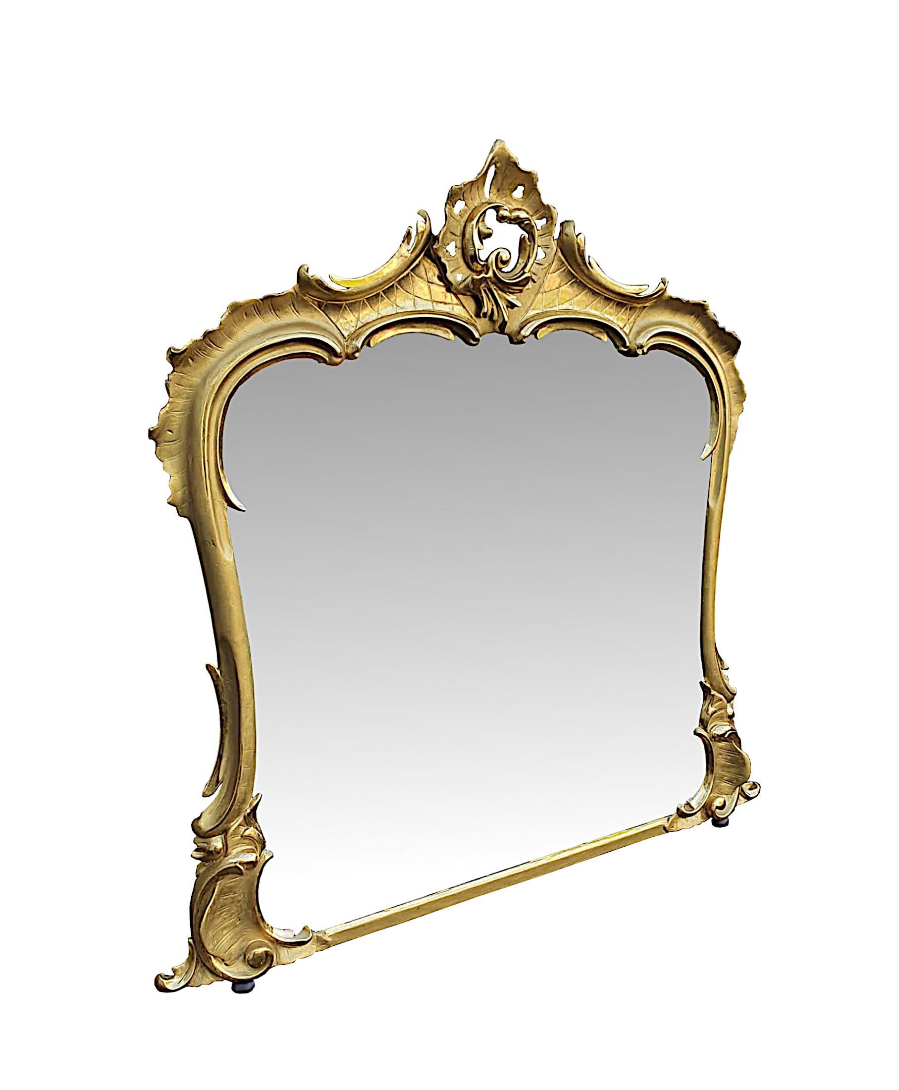 Superb Large 19th Century Giltwood Overmantle Mirror In Good Condition For Sale In Dublin, IE