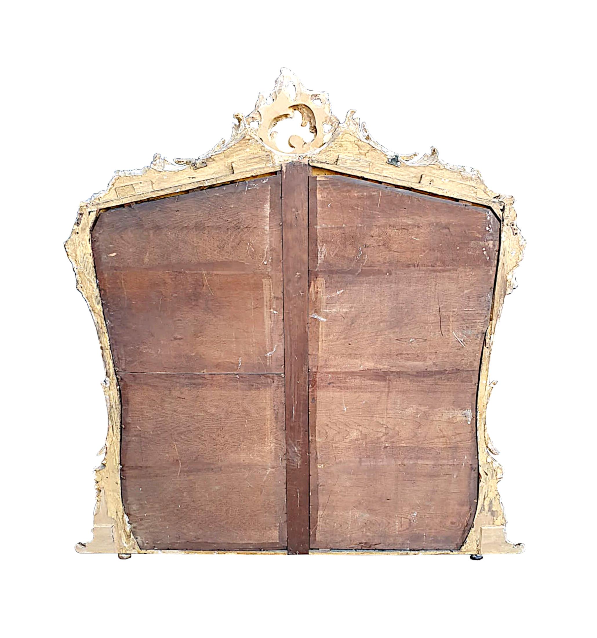 Hervorragender großer Spiegel aus vergoldetem Holz aus dem 19. Jahrhundert (Glas) im Angebot