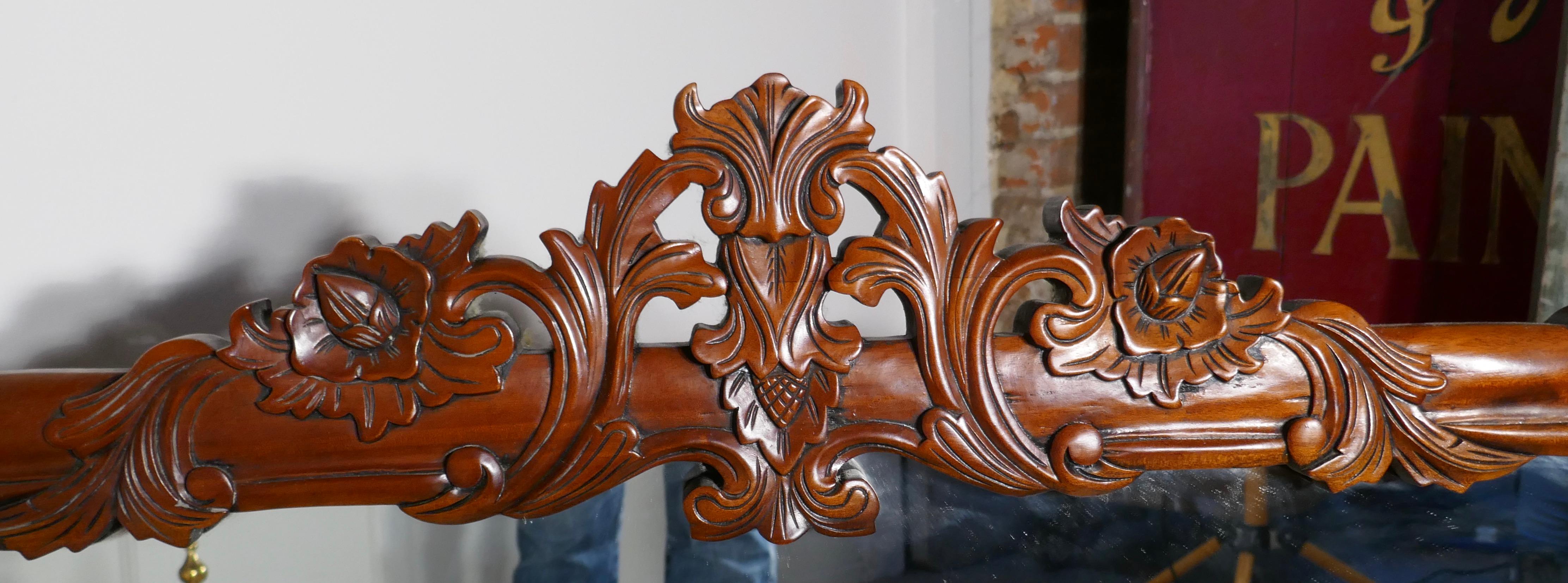 Superb Large Carved Mahogany Overmantle Mirror In Good Condition For Sale In Chillerton, Isle of Wight