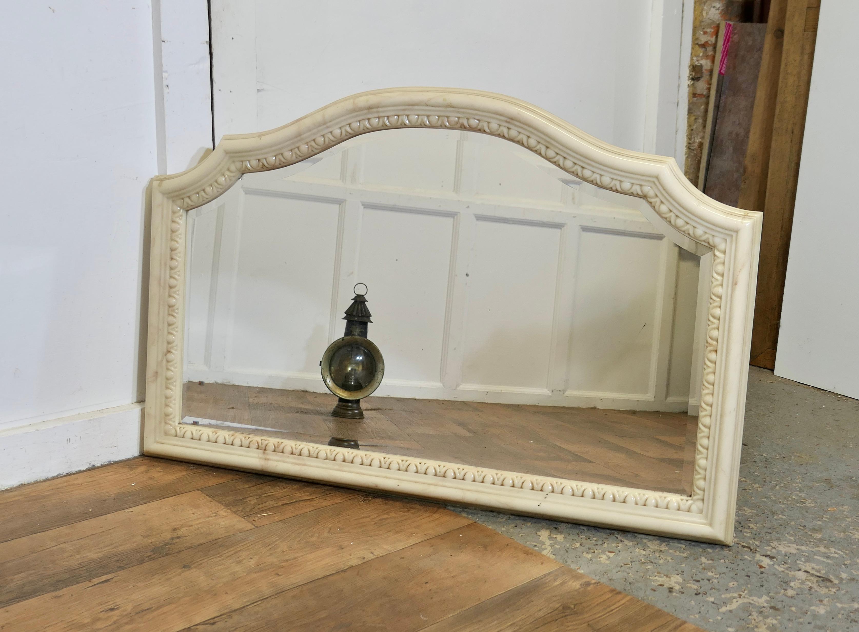 A Superb Large Carved Simulated Marble Overmantel Mirror In Good Condition For Sale In Godshill, Isle of Wight