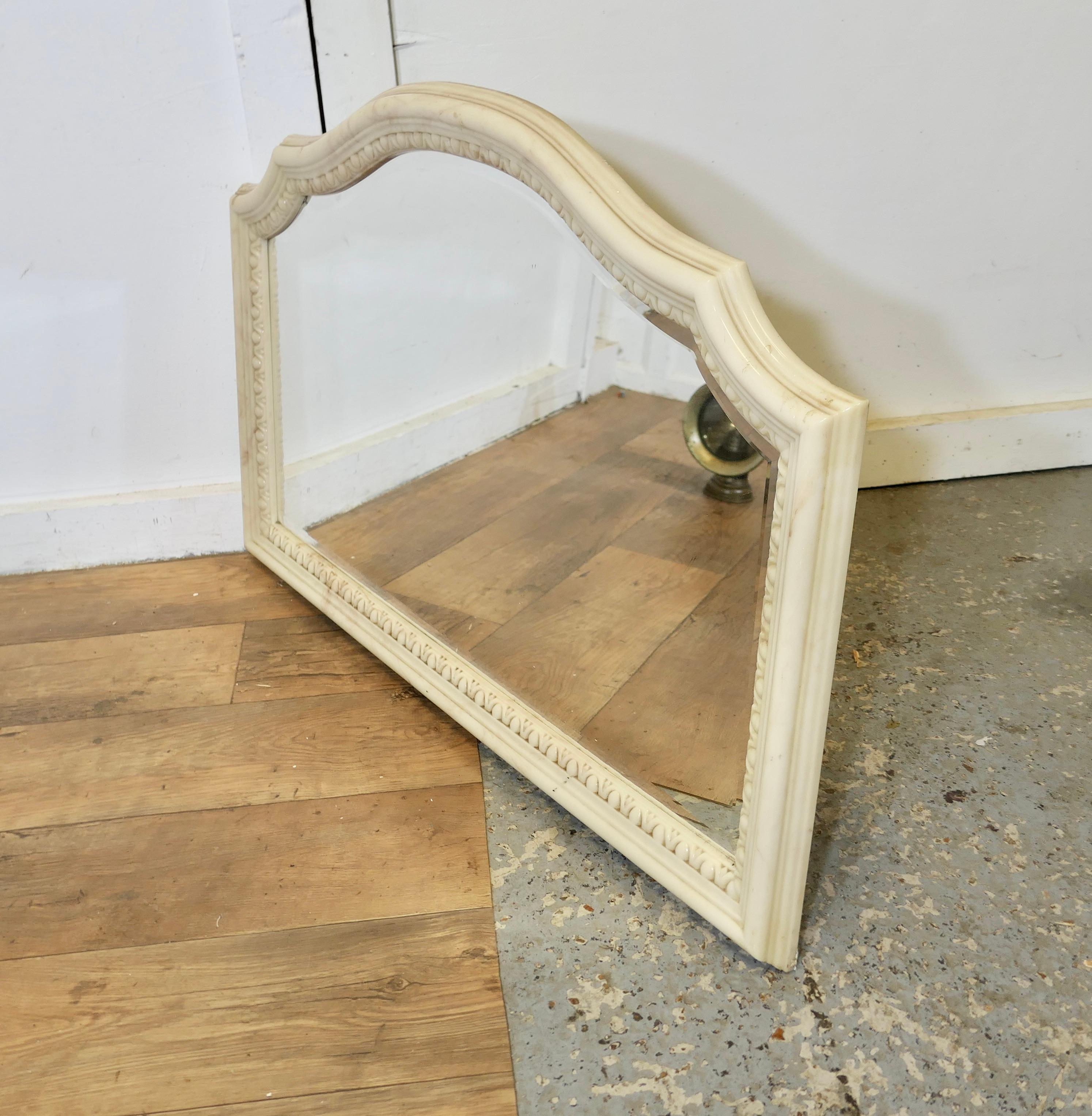 Resin A Superb Large Carved Simulated Marble Overmantel Mirror For Sale