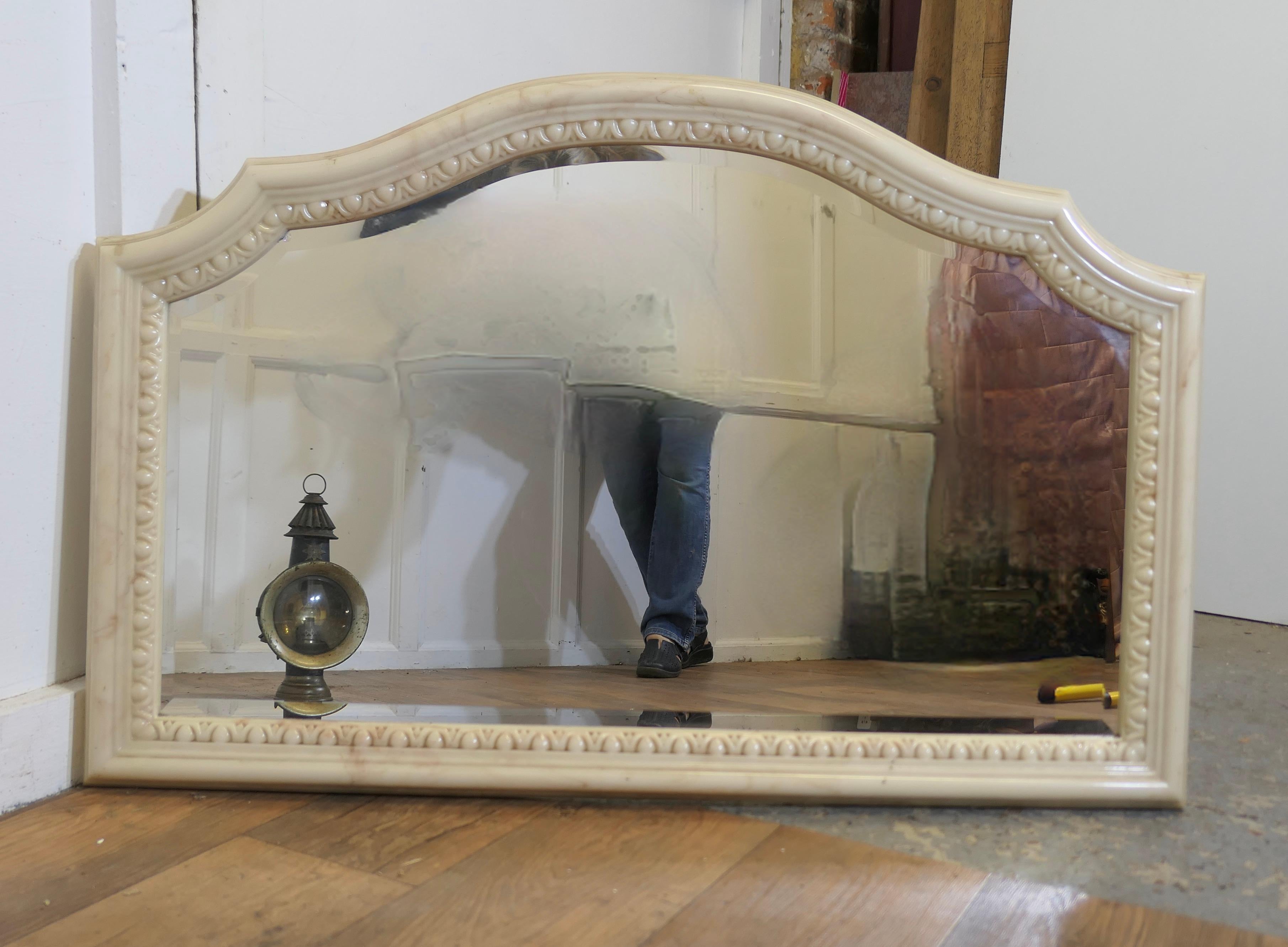 A Superb Large Carved Simulated Marble Overmantel Mirror For Sale 1