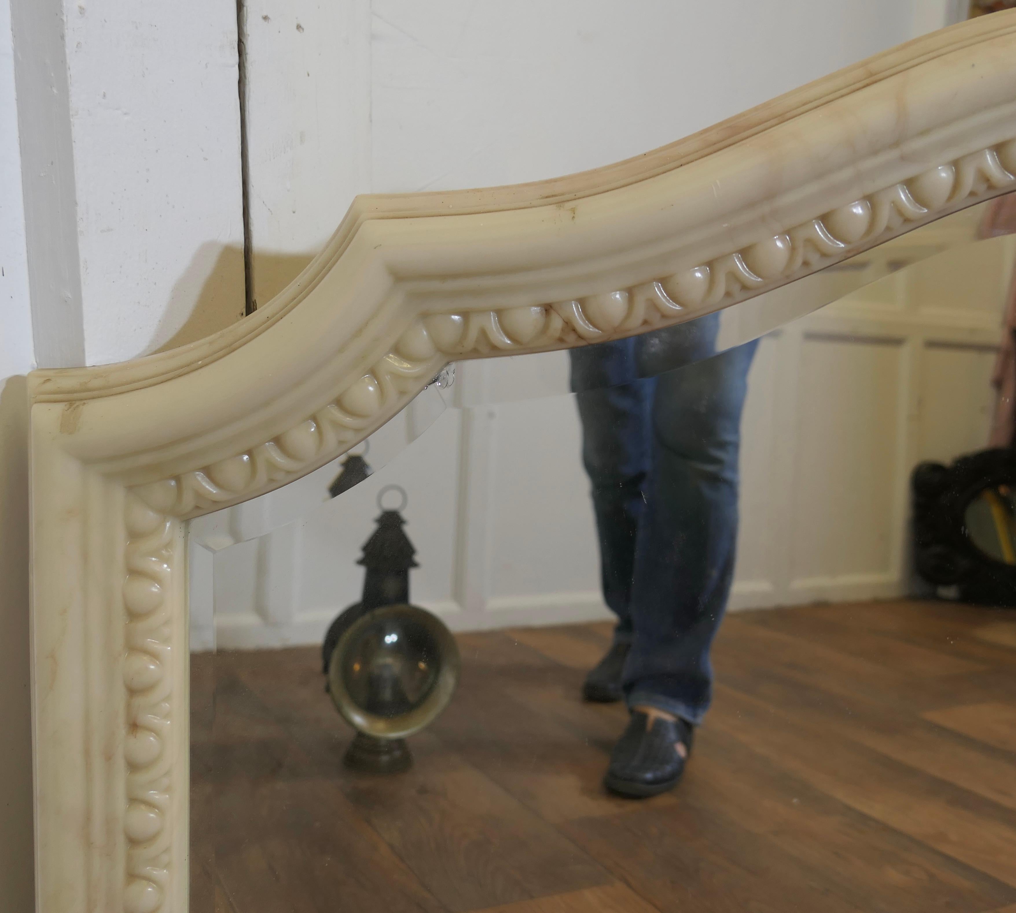A Superb Large Carved Simulated Marble Overmantel Mirror For Sale 2