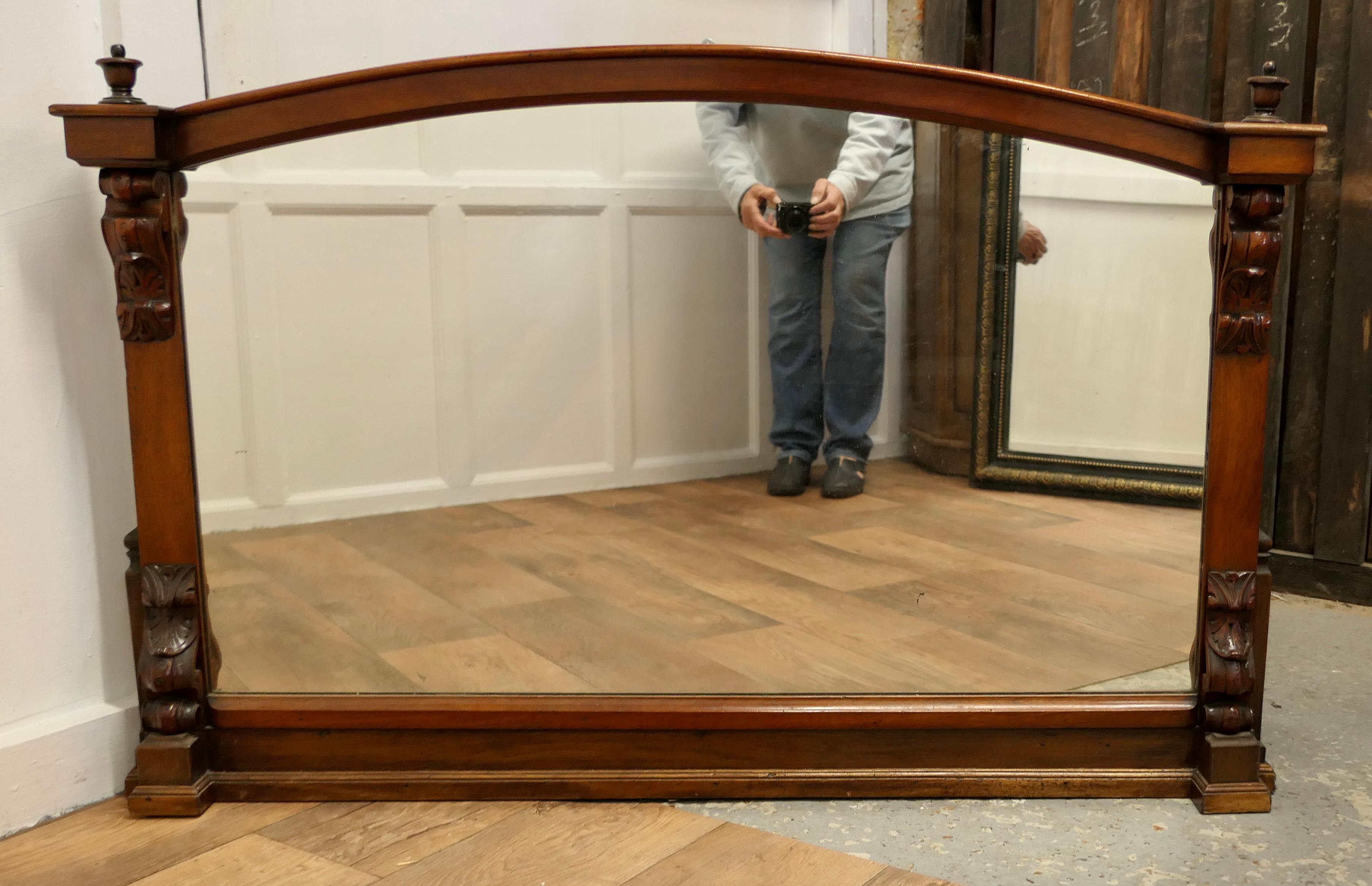 Adam Style Superb Large Carved Walnut Overmantel Mirror, This Is a Striking Piece  For Sale