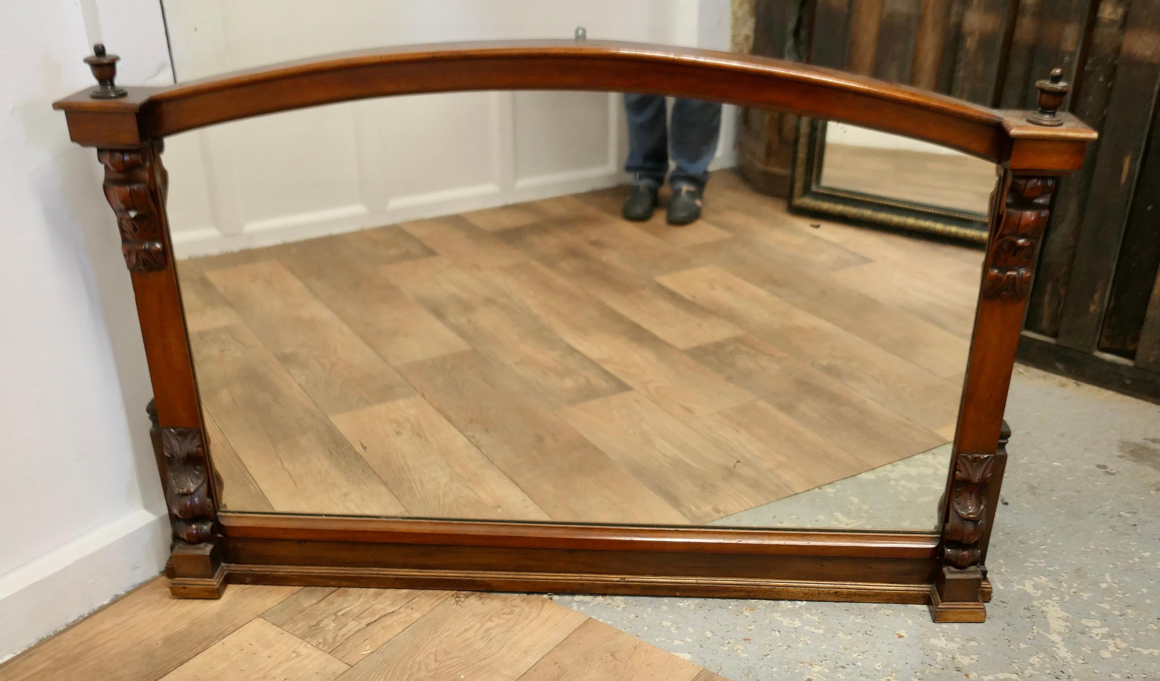 Superb Large Carved Walnut Overmantel Mirror, This Is a Striking Piece  In Good Condition For Sale In Chillerton, Isle of Wight