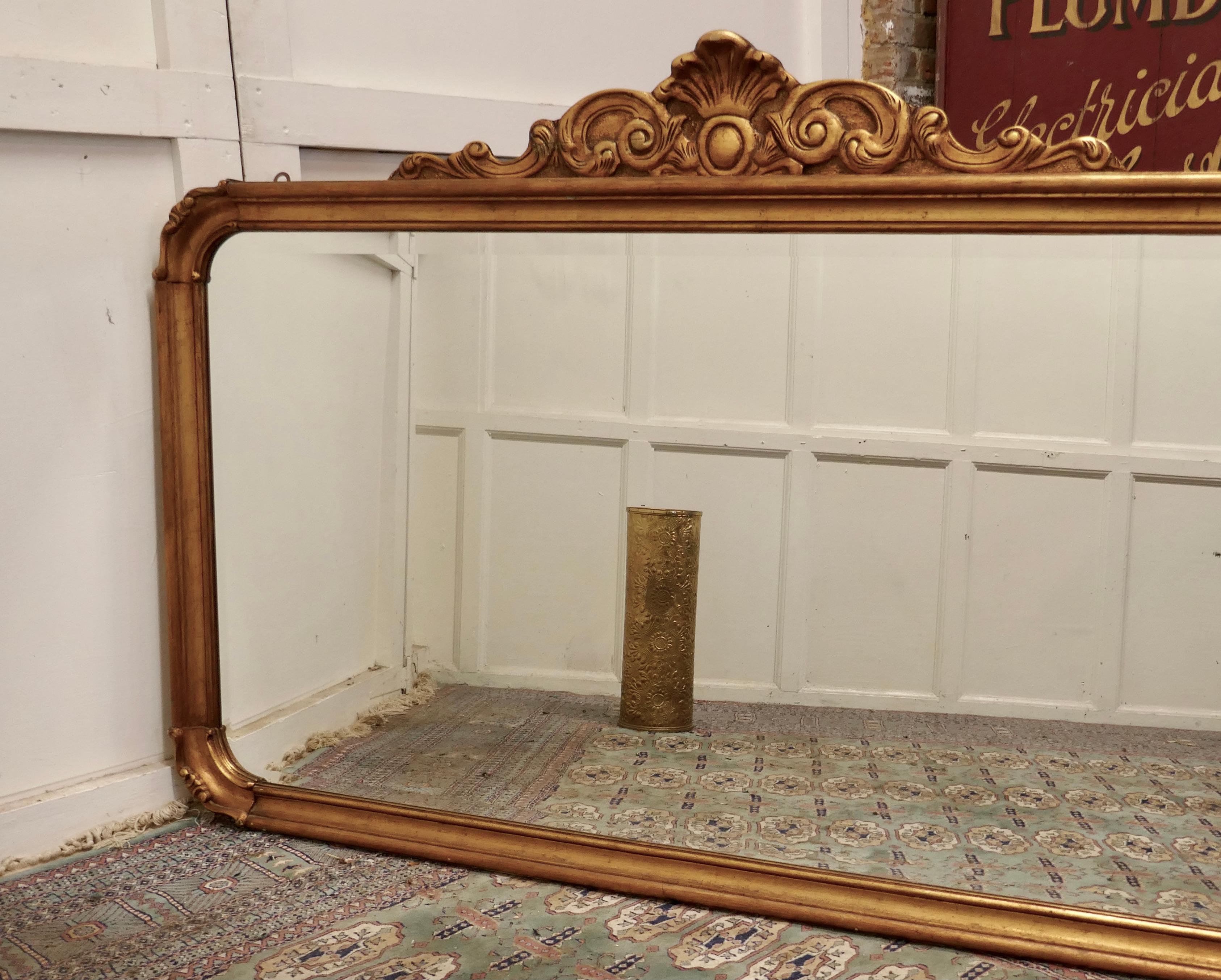 French Provincial Superb Large French Gilt Overmantel Mirror