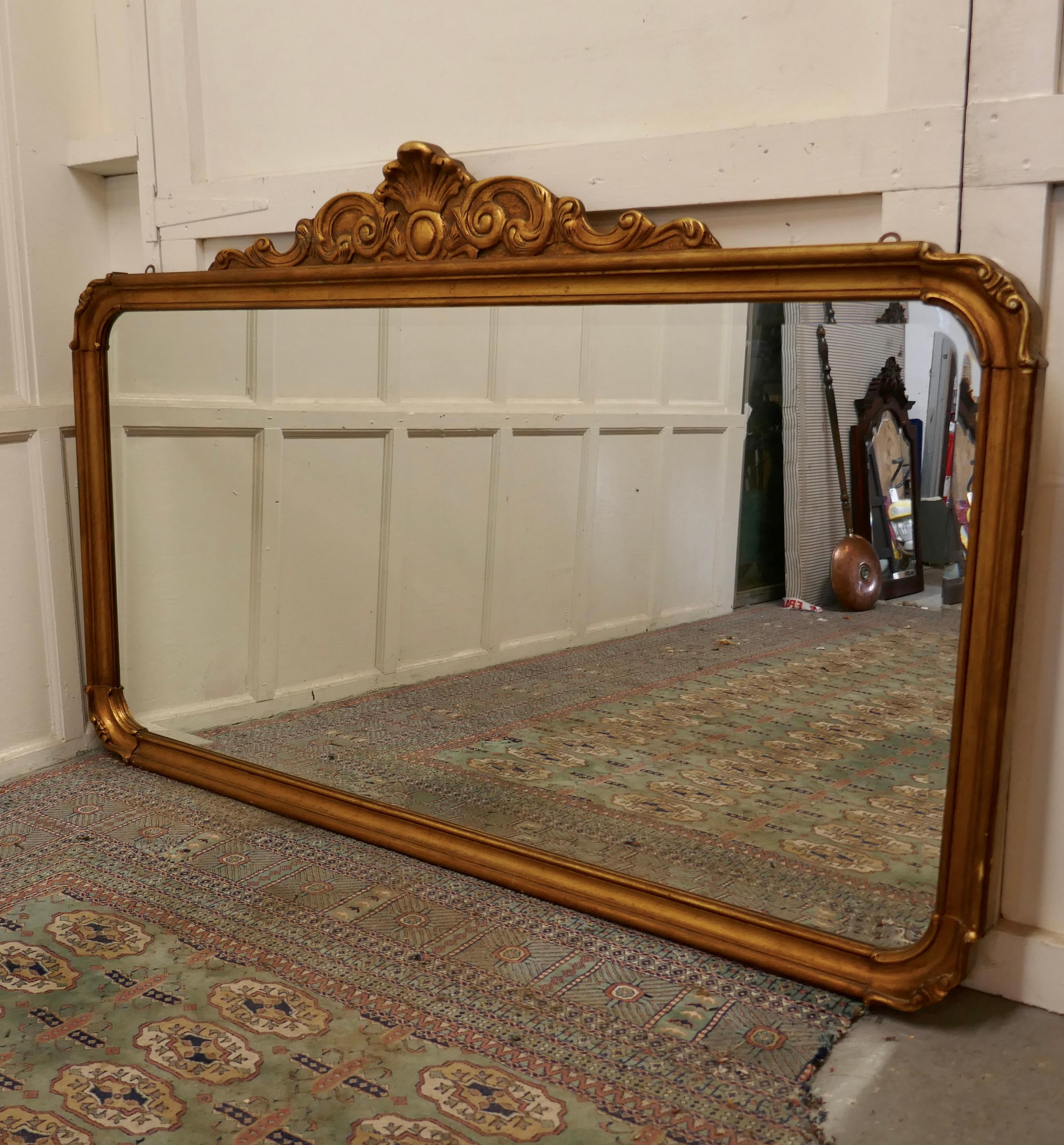 Superb Large French Gilt Overmantel Mirror In Good Condition In Chillerton, Isle of Wight