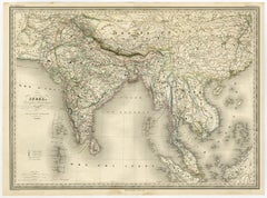 Superb, Large Map of British India, Chinese Empire, Indochina, Malaysia, 1860