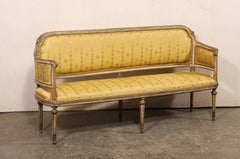 A Superb Late 18th C. Italian Carved Wood & Upholstered Sofa Bench