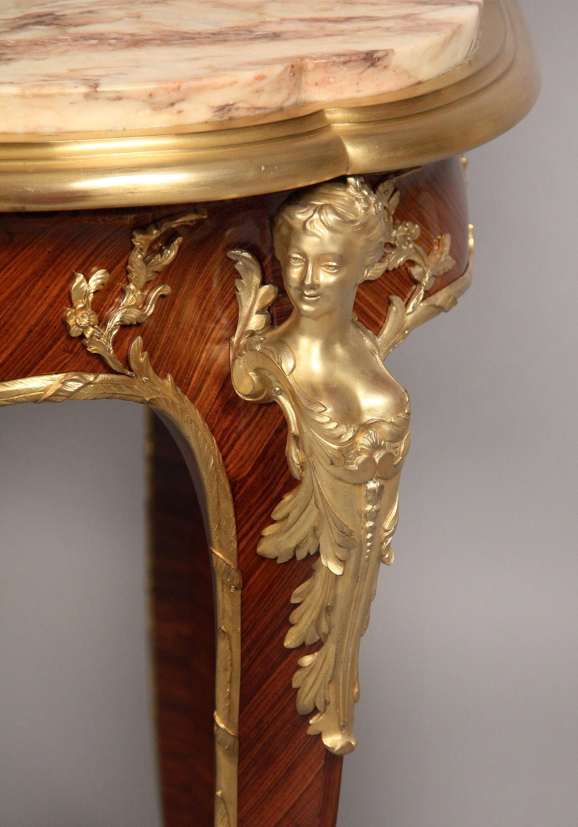 Belle Époque Superb Late 19th Century Gilt Bronze Mounted Center Table by Francois Linke For Sale