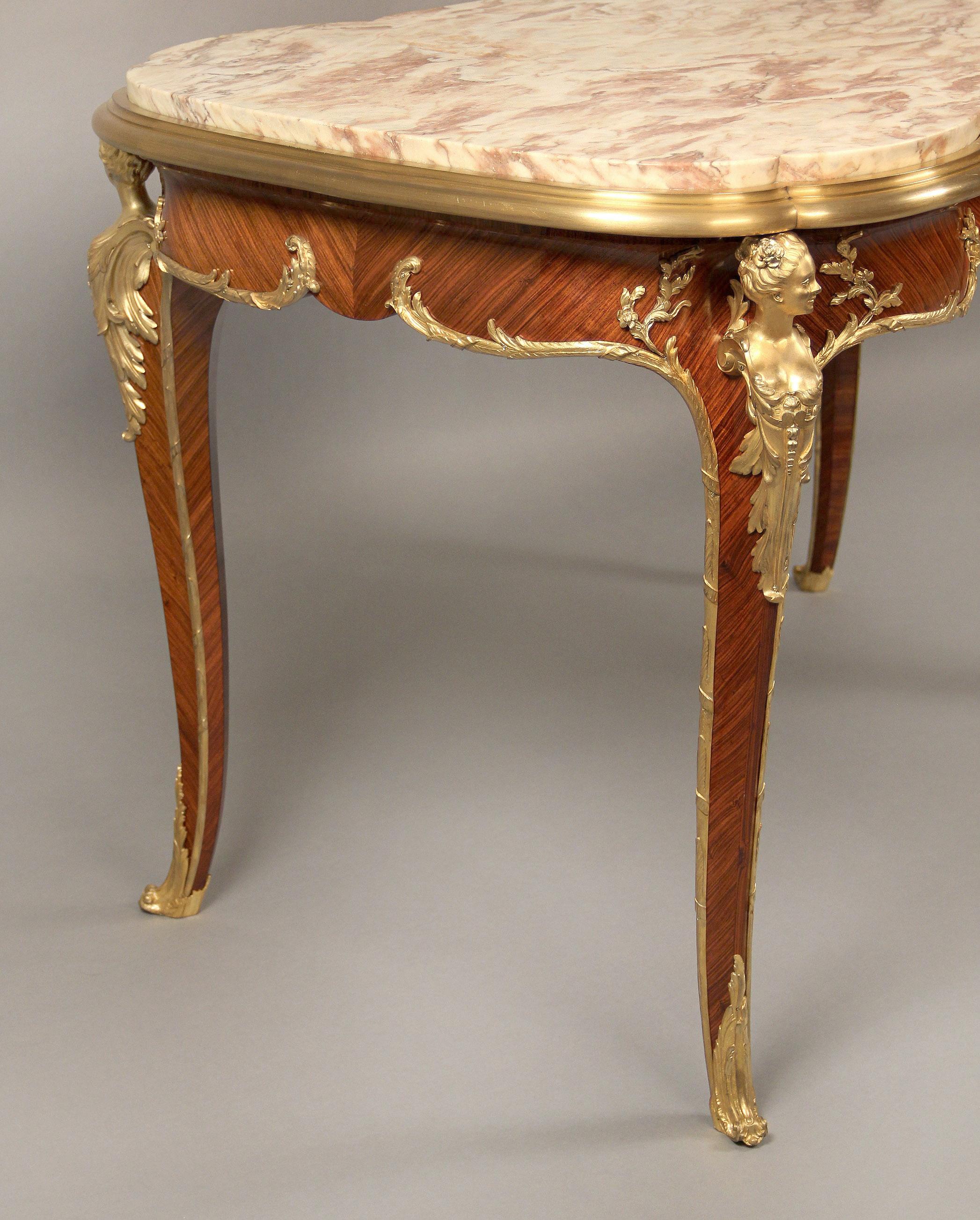 Superb Late 19th Century Gilt Bronze Mounted Center Table by Francois Linke In Good Condition For Sale In New York, NY