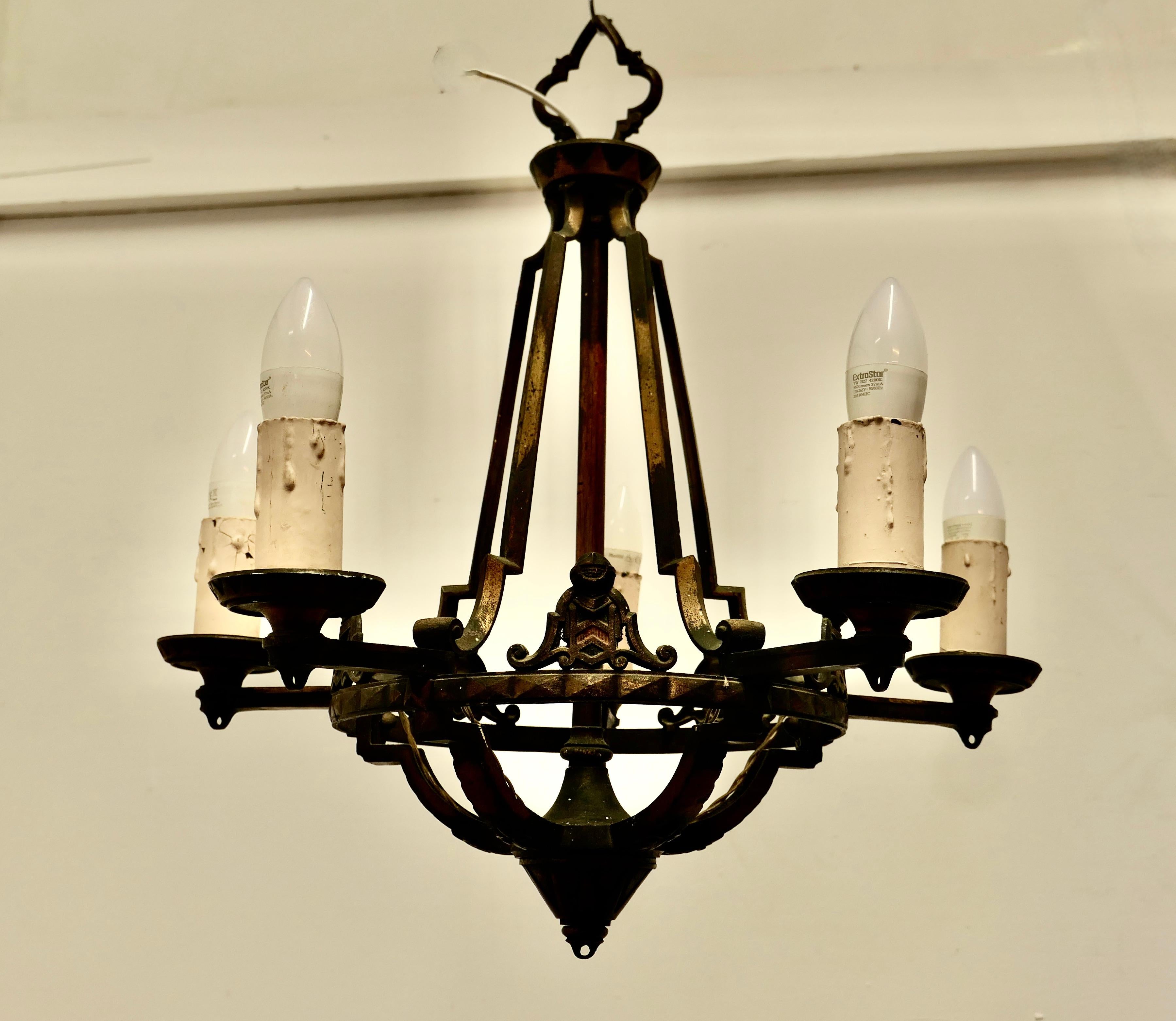 A Superb Medieval Look Iron Ceiling Light  A very handsome piece  For Sale 5