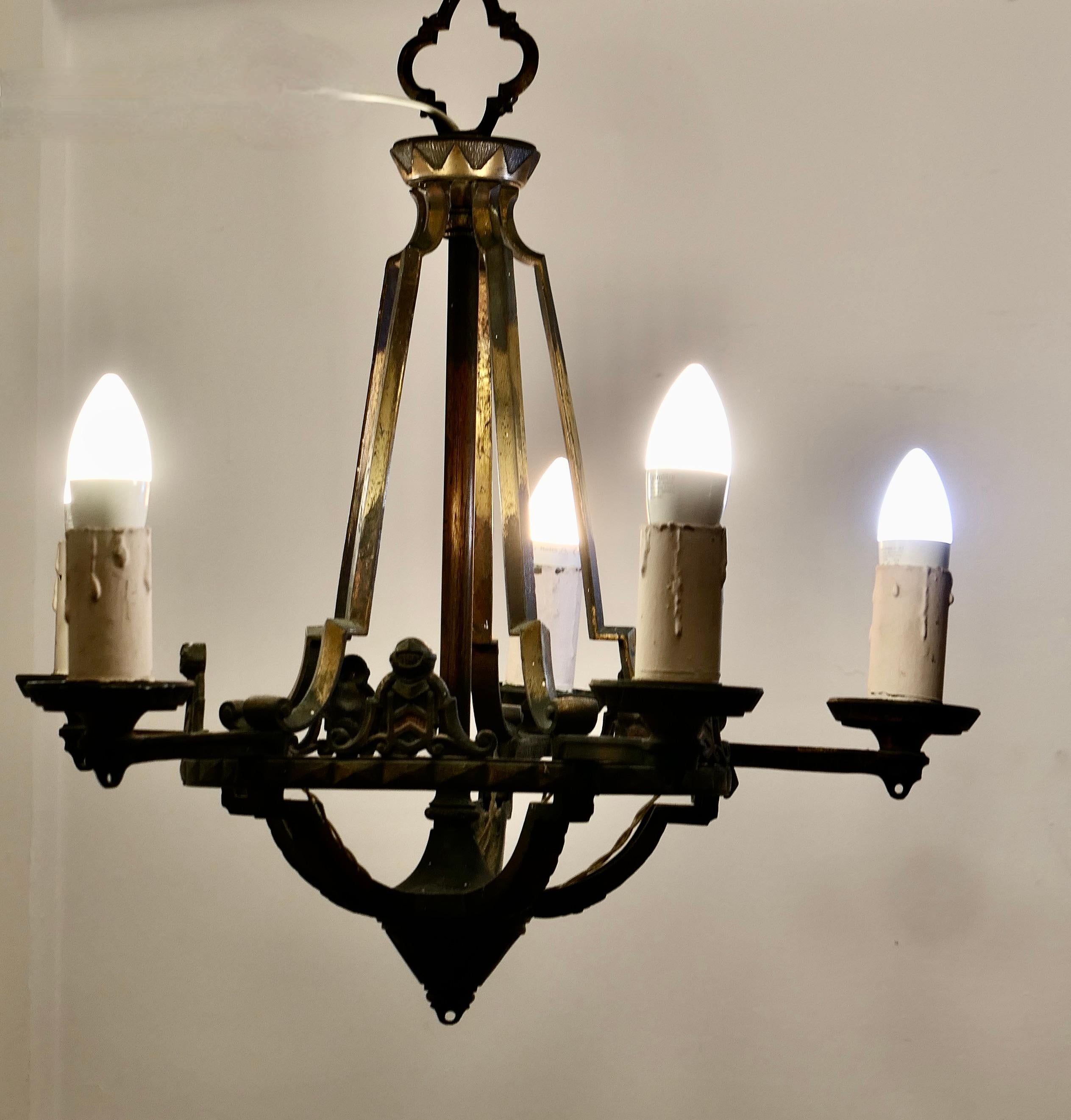 Gothic A Superb Medieval Look Iron Ceiling Light  A very handsome piece  For Sale