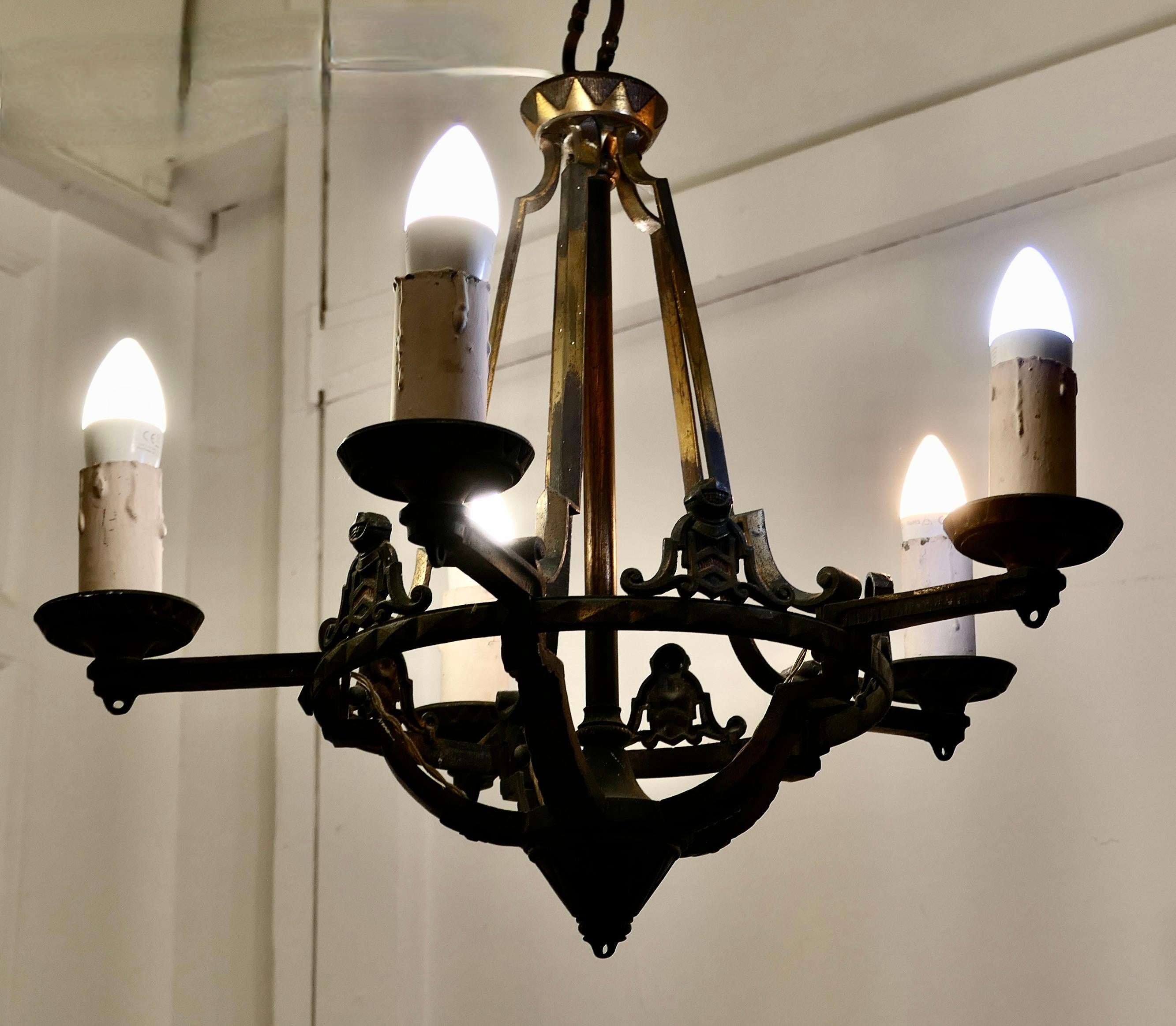A Superb Medieval Look Iron Ceiling Light  A very handsome piece  For Sale 1