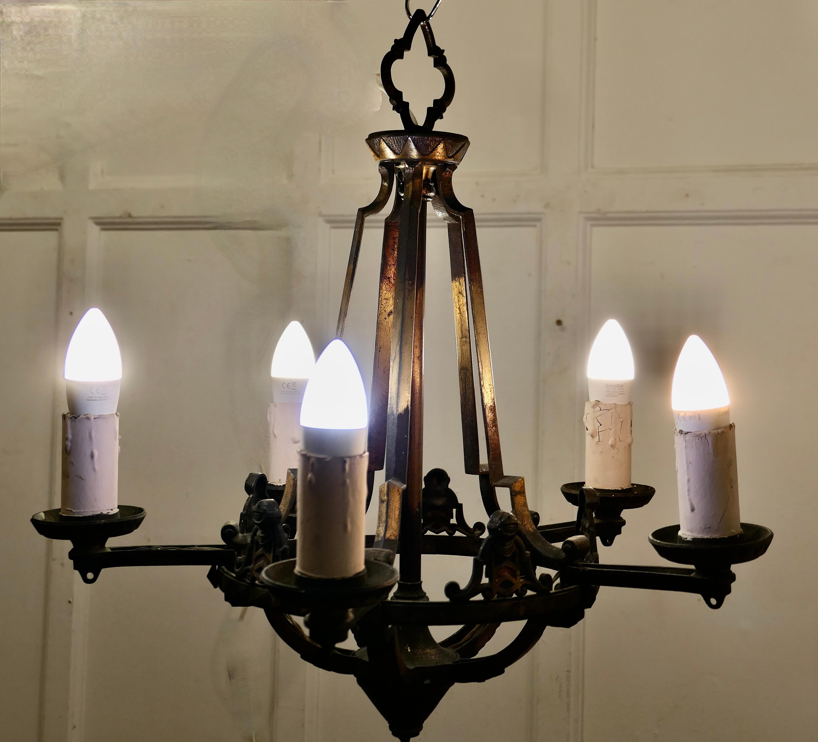 A Superb Medieval Look Iron Ceiling Light  A very handsome piece  For Sale 2