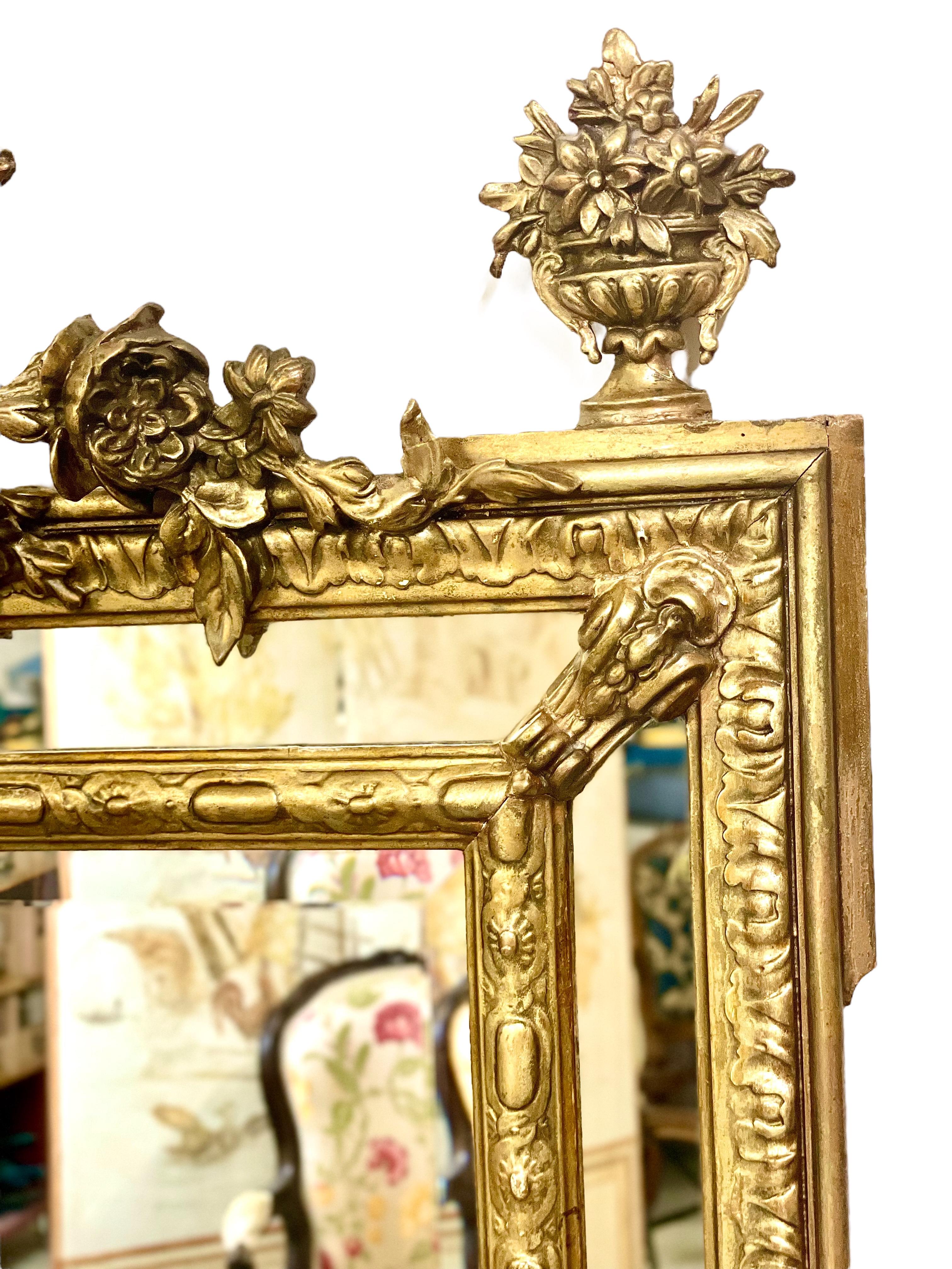 French 1870s Louis XVI Style Giltwood Mirror For Sale
