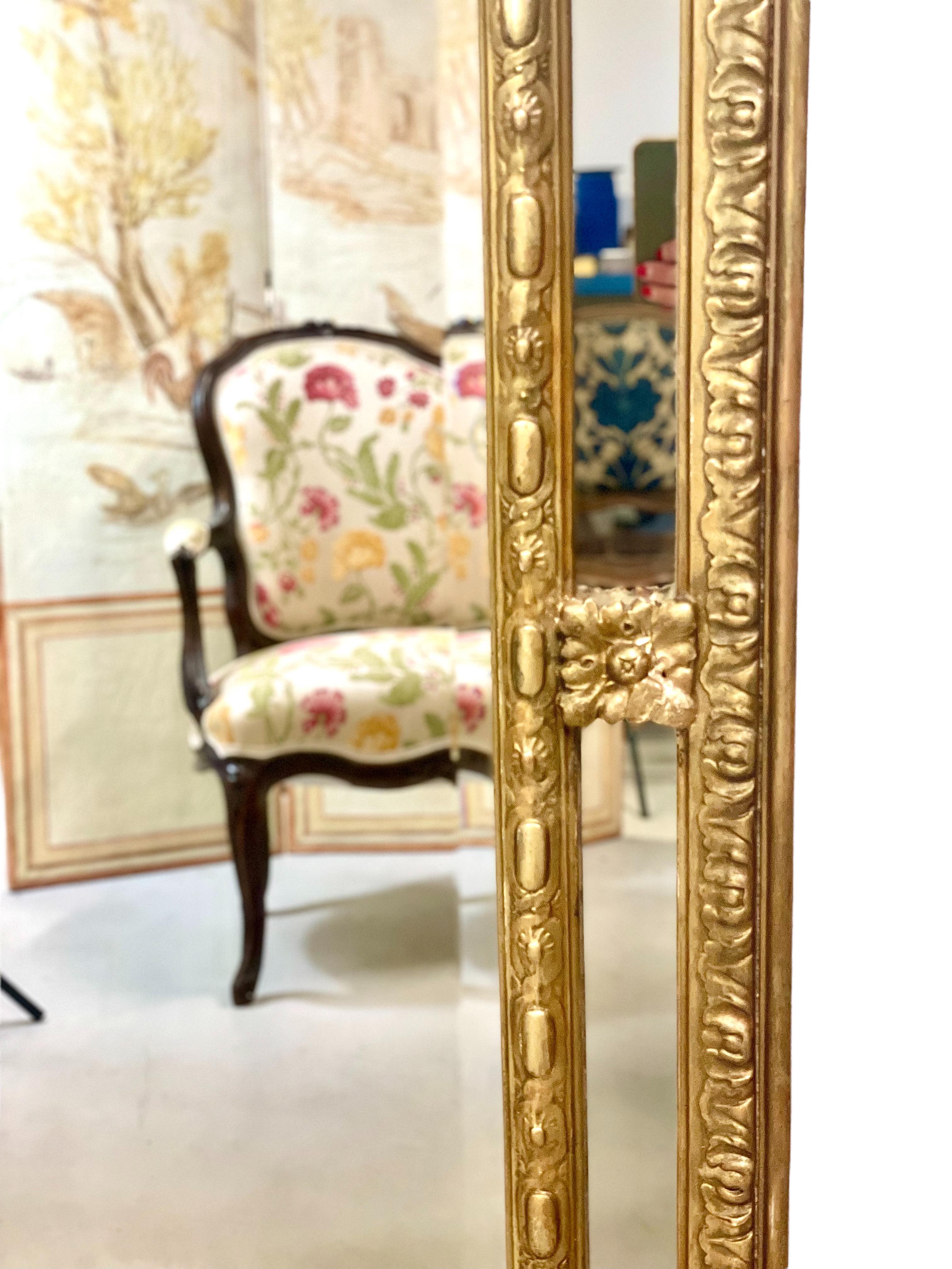 19th Century 1870s Louis XVI Style Giltwood Mirror For Sale
