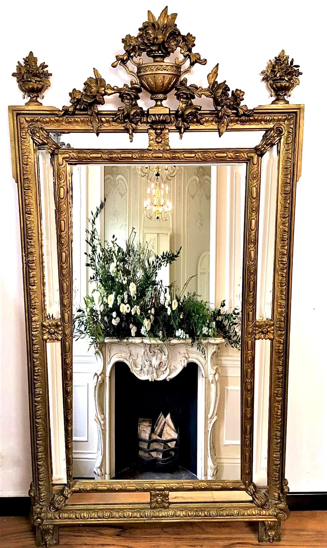 Giltwood Napoleon III Period Parcloses Mirror For Sale