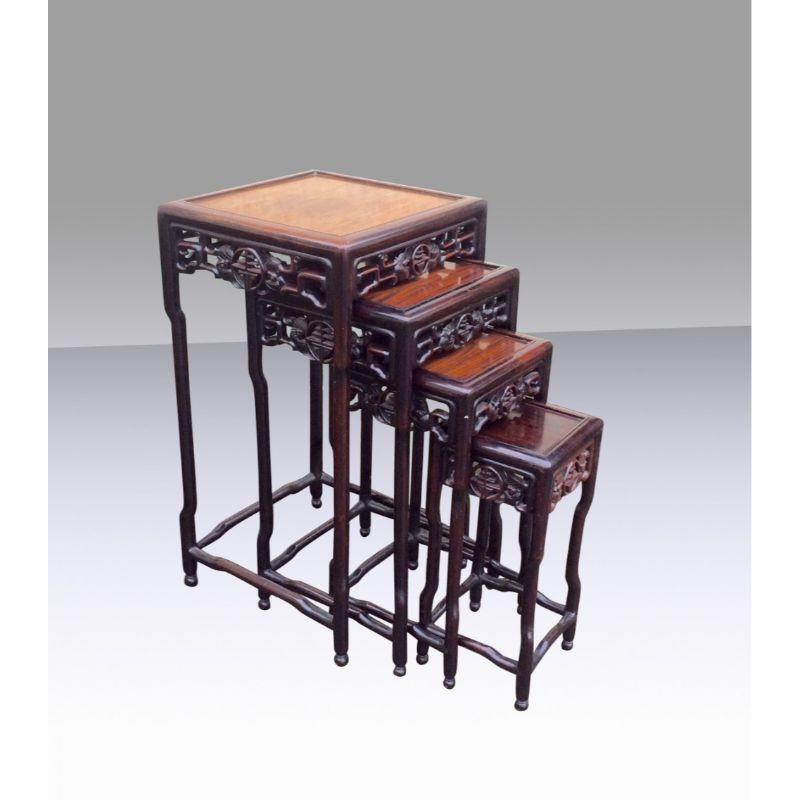 Chinese Export Superb Nest of Chinese Hardwood Occasional Tables For Sale