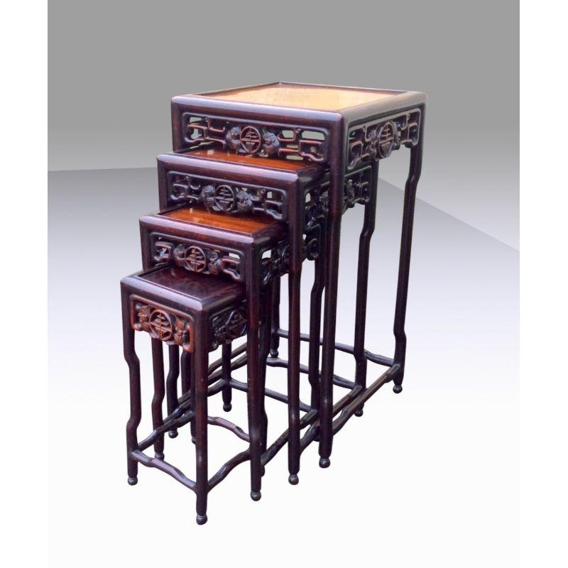 Superb Nest of Chinese Hardwood Occasional Tables In Good Condition For Sale In Antrim, GB