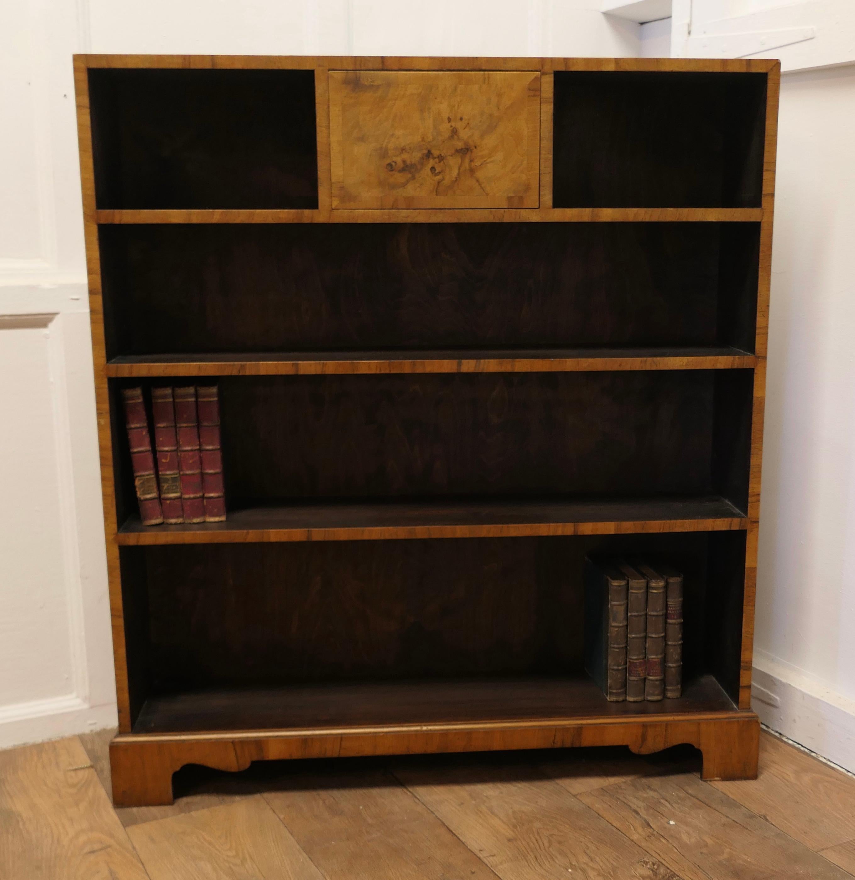 A Superb Odeon Style Walnut Open Bookcase    In Good Condition In Chillerton, Isle of Wight