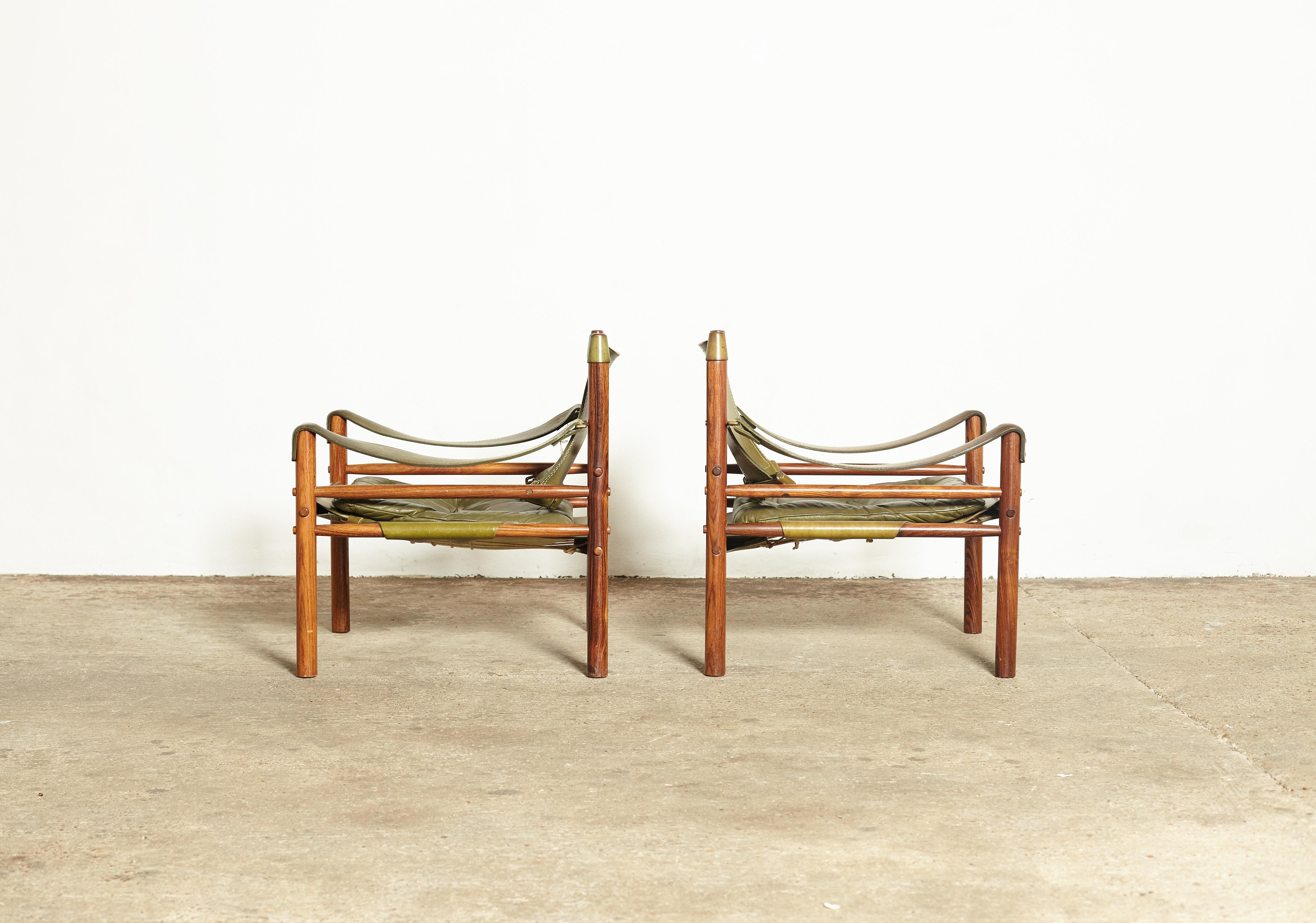 Superb Pair of Arne Norell Safari Sirocco Chairs, Sweden, 1960s-1970s In Good Condition In London, GB