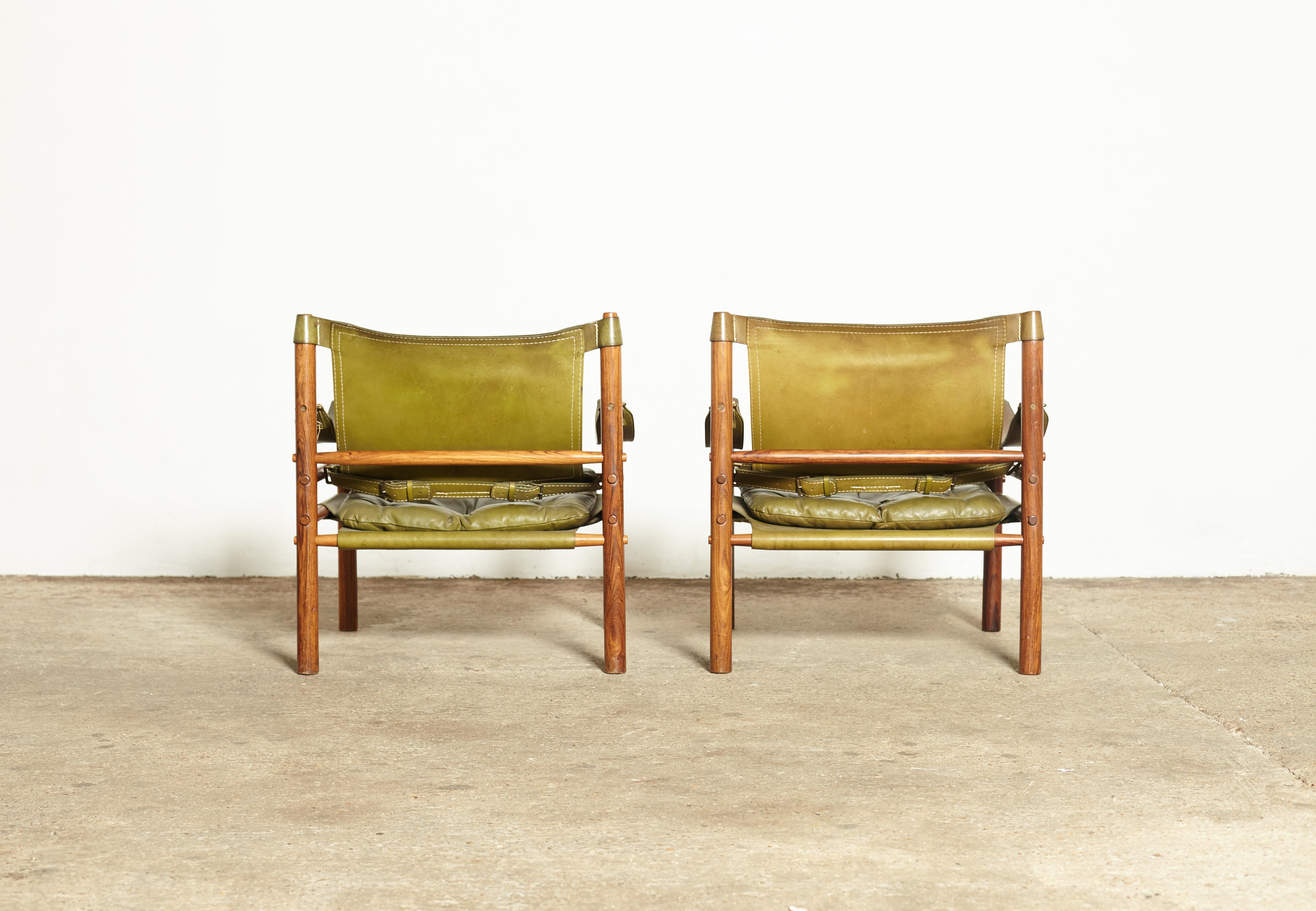 20th Century Superb Pair of Arne Norell Safari Sirocco Chairs, Sweden, 1960s-1970s