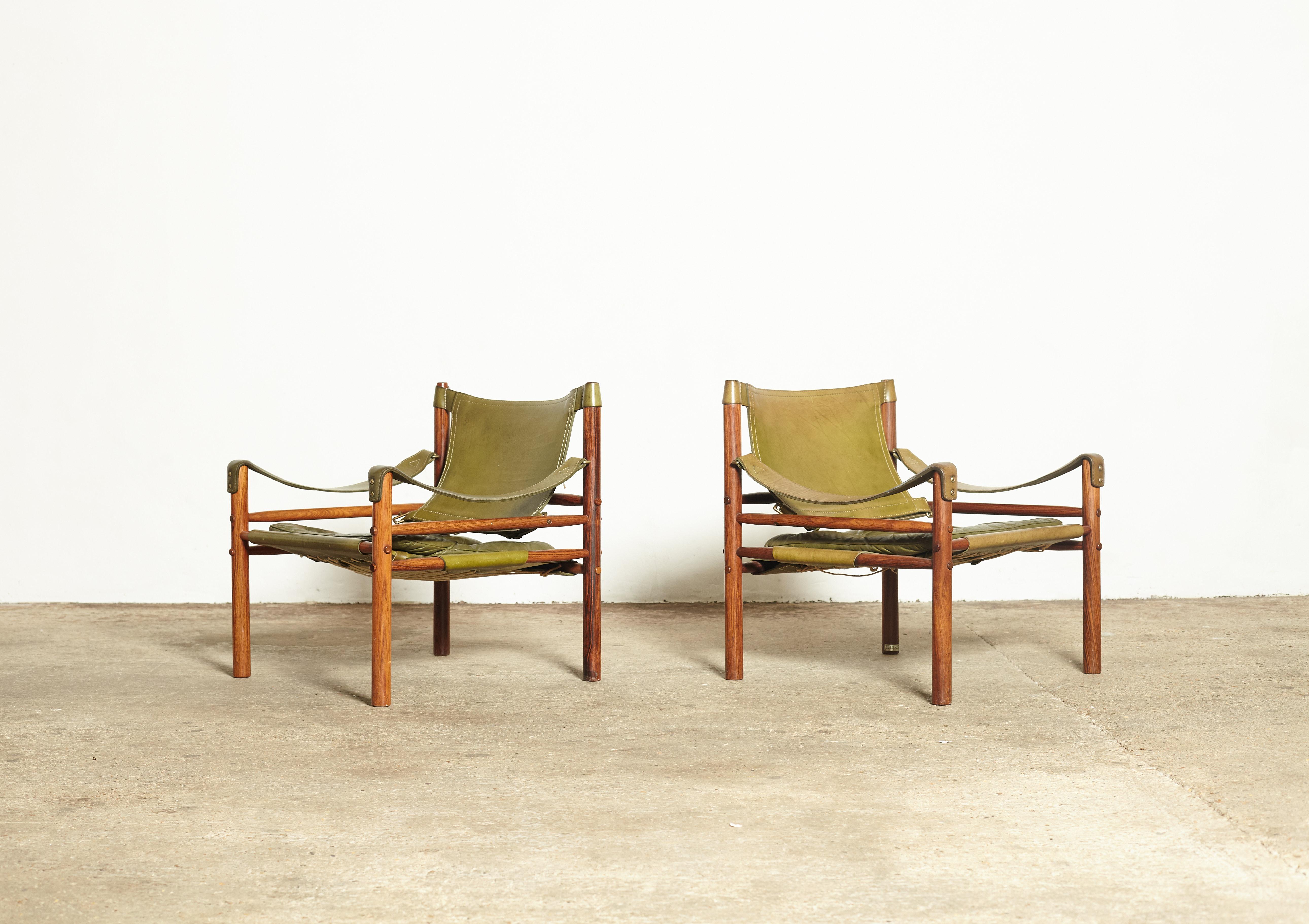 Superb Pair of Arne Norell Safari Sirocco Chairs, Sweden, 1960s-1970s 1