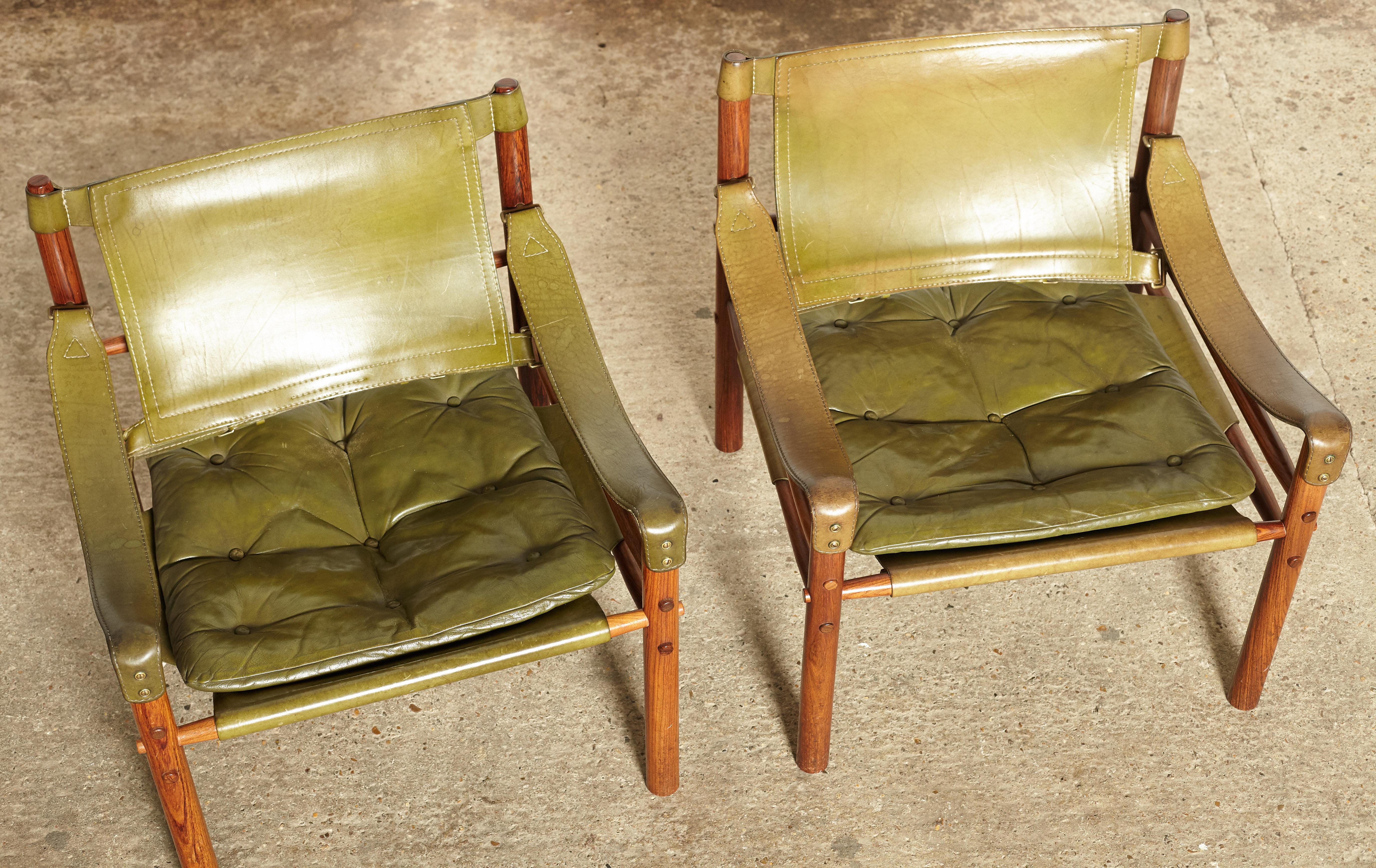 Superb Pair of Arne Norell Safari Sirocco Chairs, Sweden, 1960s-1970s 2