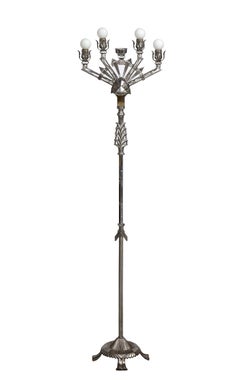 A Superb Pair of Art Deco Nickel Plated Floor Lamps