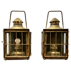 A Superb Pair of Brass Large Wall Lanterns, Carriage Lamps