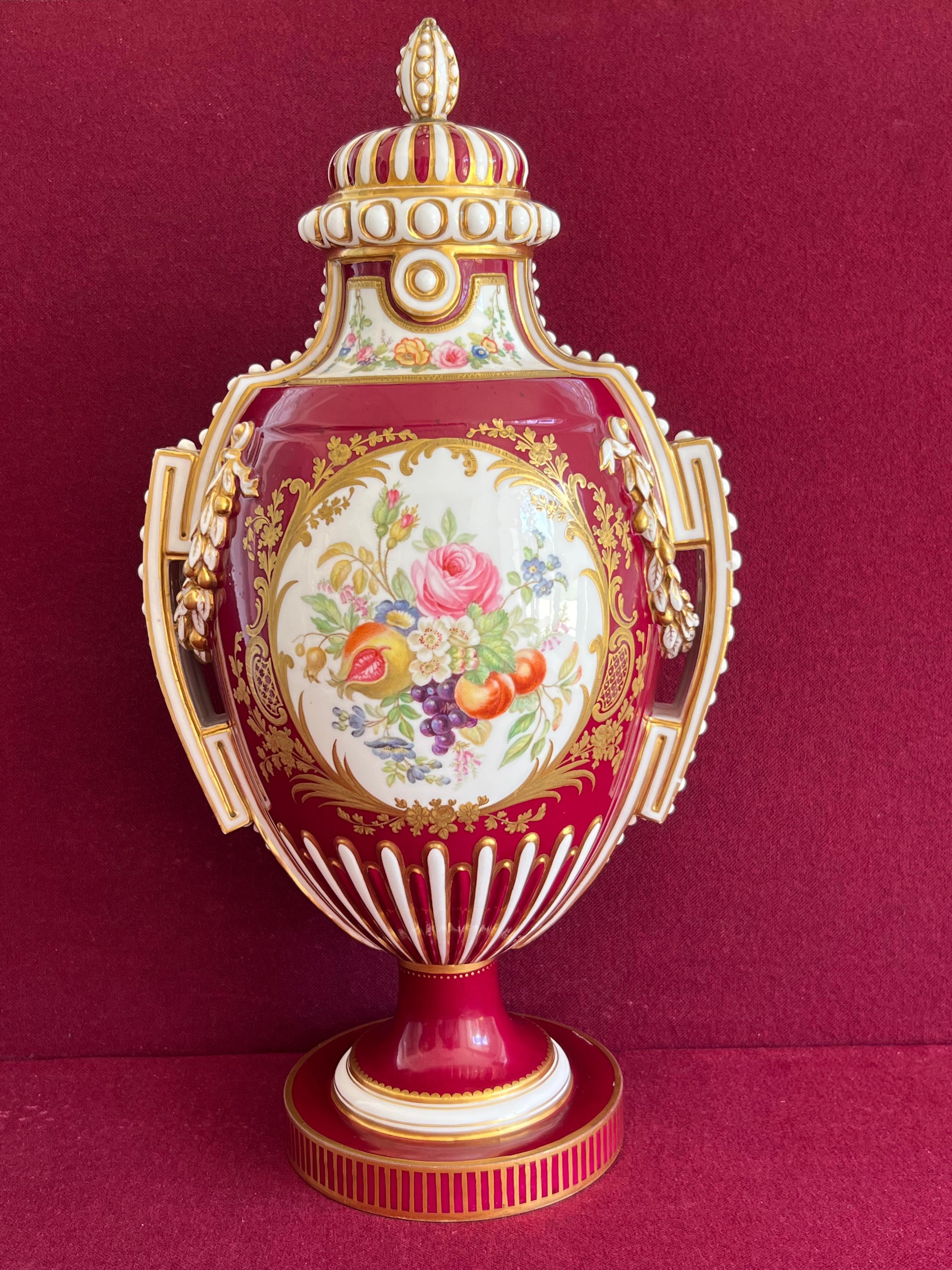 Rococo Revival Superb Pair of Coalport Porcelain Vases Decorated by William Cook For Sale