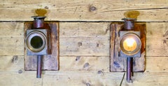 A Superb Pair of Copper and Iron Railway Carriage Lamps 2 Large pieces