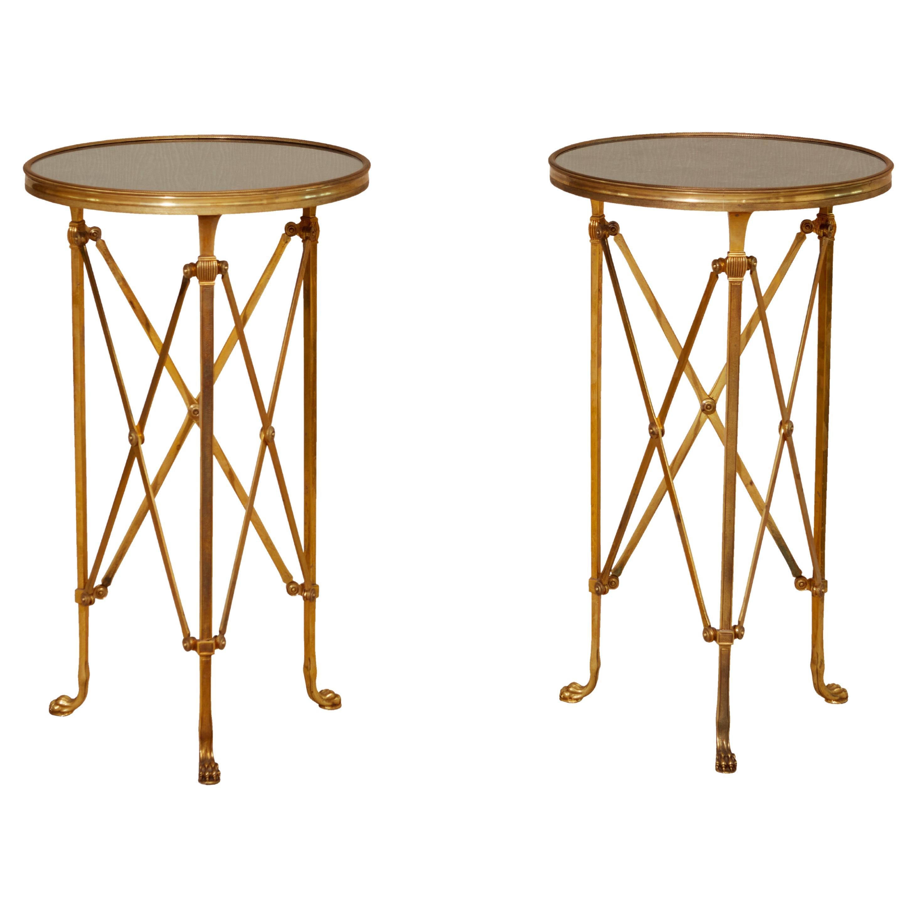 A Superb Pair of Directoire Style Gilt Bronze and Marble Guéridons