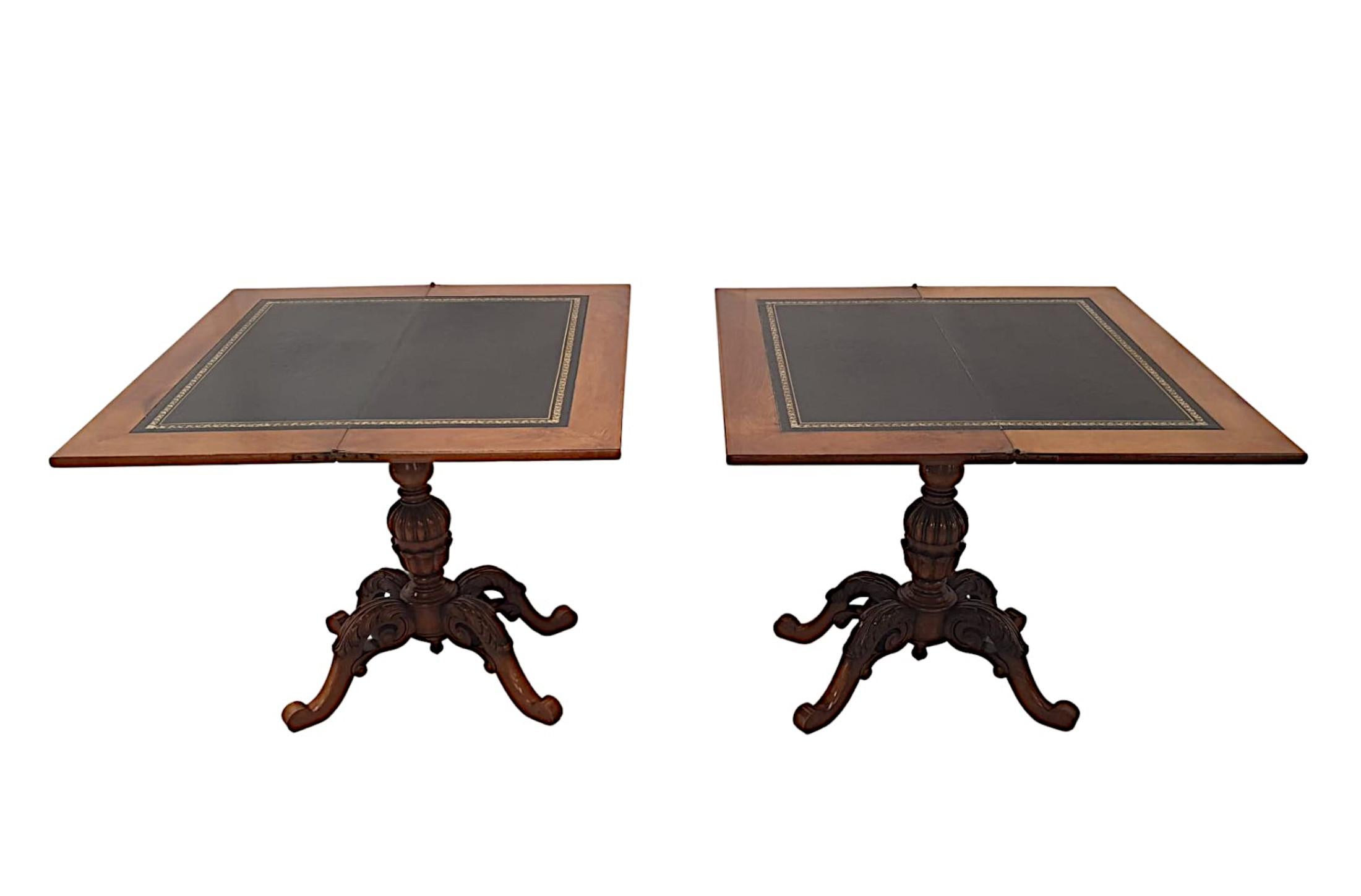 English Superb Pair of Early 20th Century Turn over Leaf Card Tables For Sale